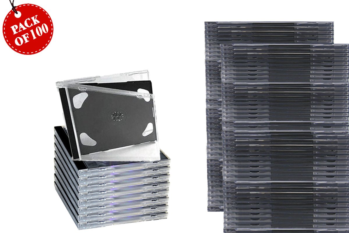 MasterStor - Estuche doble para CD/DVD (10,4 mm, para 2 discos Cd con bandeja negra en paquetes de 1, 2, 5, 10, 25, 50 y 100)