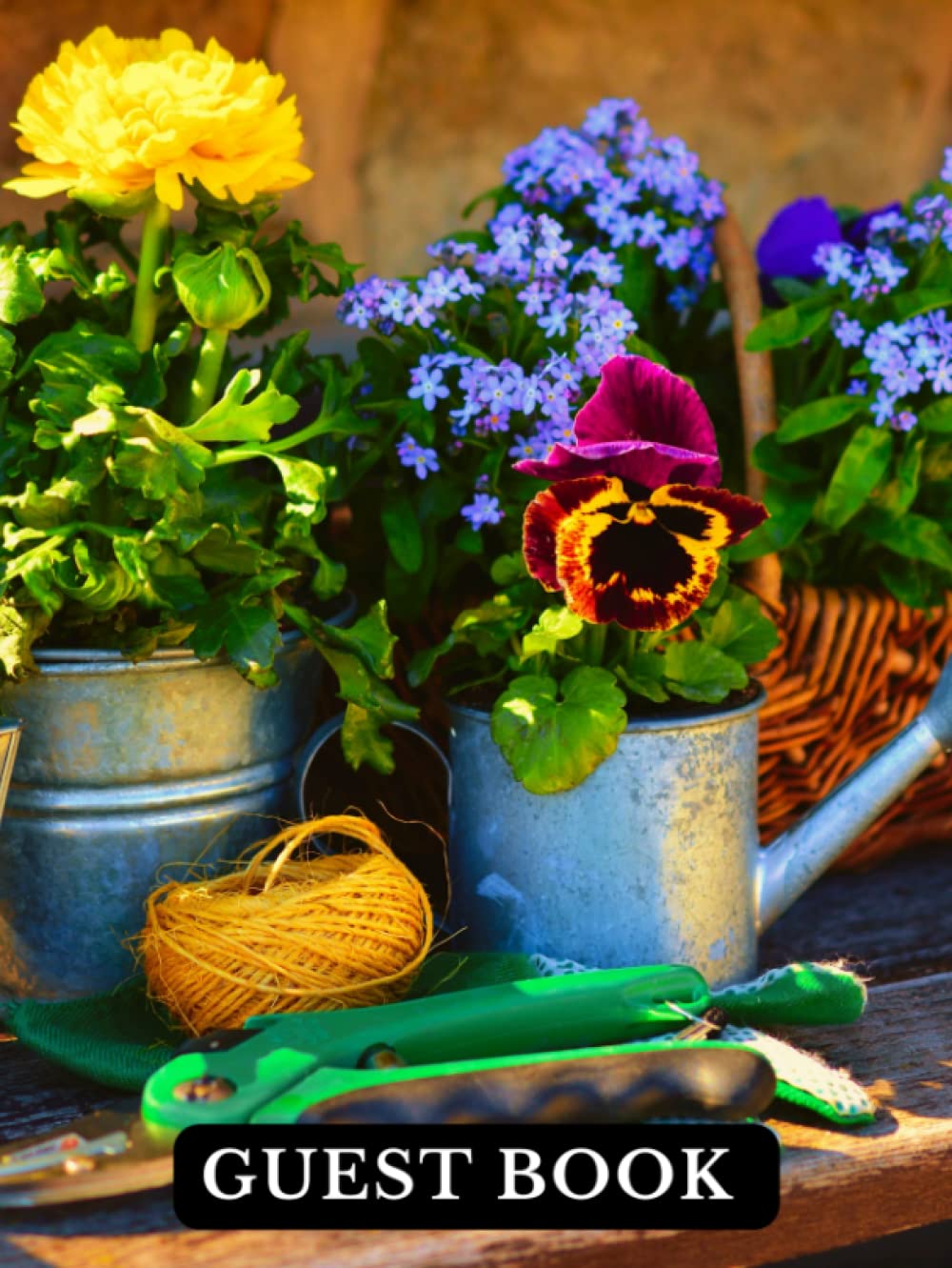 Guest Book: Gardening Floral Hard Cover - Visitor Signature Log for Events, Business, House, Rentals - 8.25" x 11" Multicolor Flowers