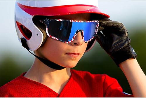 Vista 23 de MVPTGRS Gafas de sol de béisbol juveniles para niños y niñas de 8 a 14 años TR90 con marco para niños, gafas de sol deportivas para sóftbol