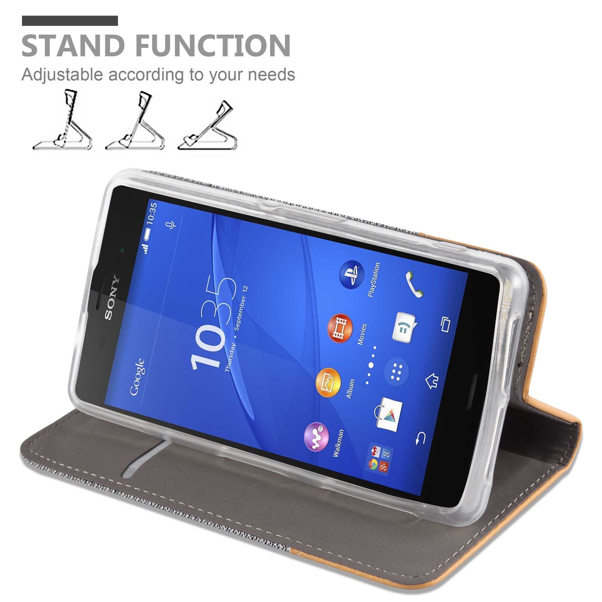 Cadorabo Hülle Für Sony Xperia Z2 – Flip Case Aus Kunstleder, Mit Standfunktion & Kartenfach, Silber