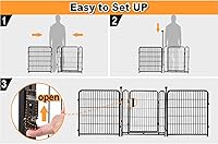 Vista 6 de Vallas Decorativas de Jardín de 24 pulgadas (H) con Puerta, 8 Paneles Total 15.7 pies (L) Valla de Barrera de Hierro Resistente para Animales
