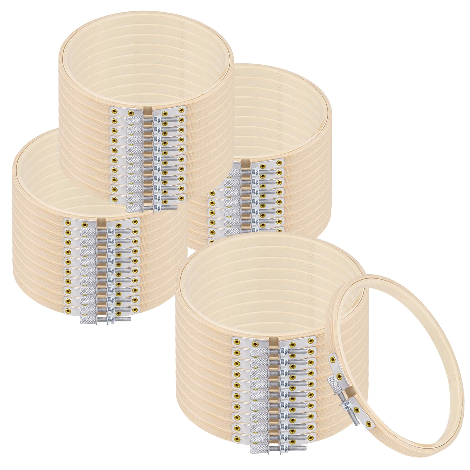 SENJEOK 40 PCS 5 Inch Small Bamboo Embroidery Hoops, 13cm Round Wooden Embroidery Rings Circle, Cross Stitch Rings for Craft, Sewing