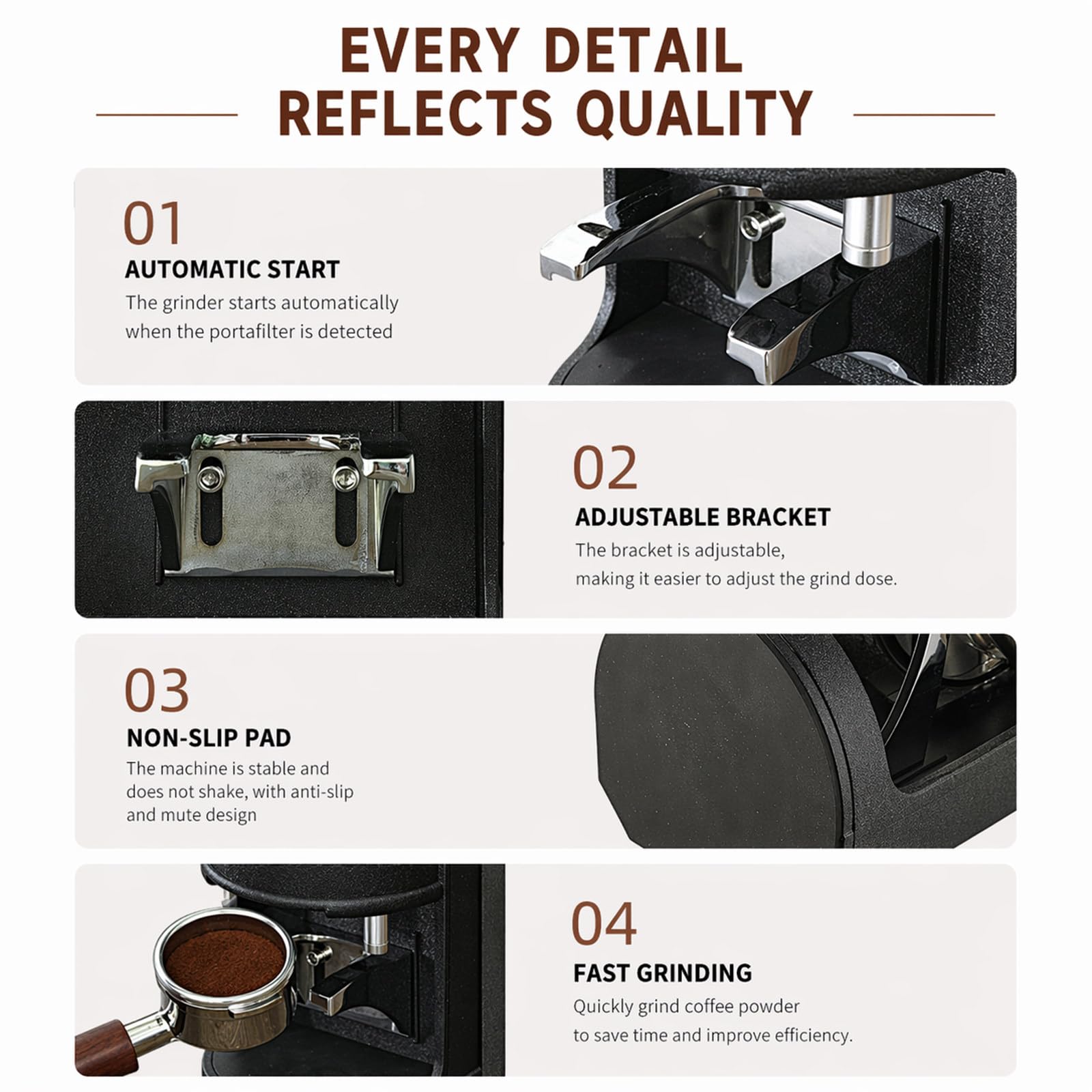 Równe Krążki Kawowe, Szybsze Przygotowanie Wielu Espresso, Elektryczny Tamper do Espresso 58 mm z Zakresem Ciśnienia 5-30 kg do Kawiarni i Domu White