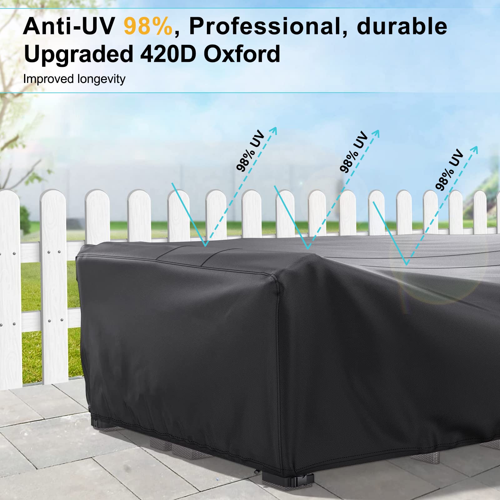 Gartenmöbel-Abdeckungen, wasserdicht, staubdicht, Schutz für Tische, Stühle und Sofa, 350 x 145 x 90 cm, mit Lüftungsschlitz für Belüftung