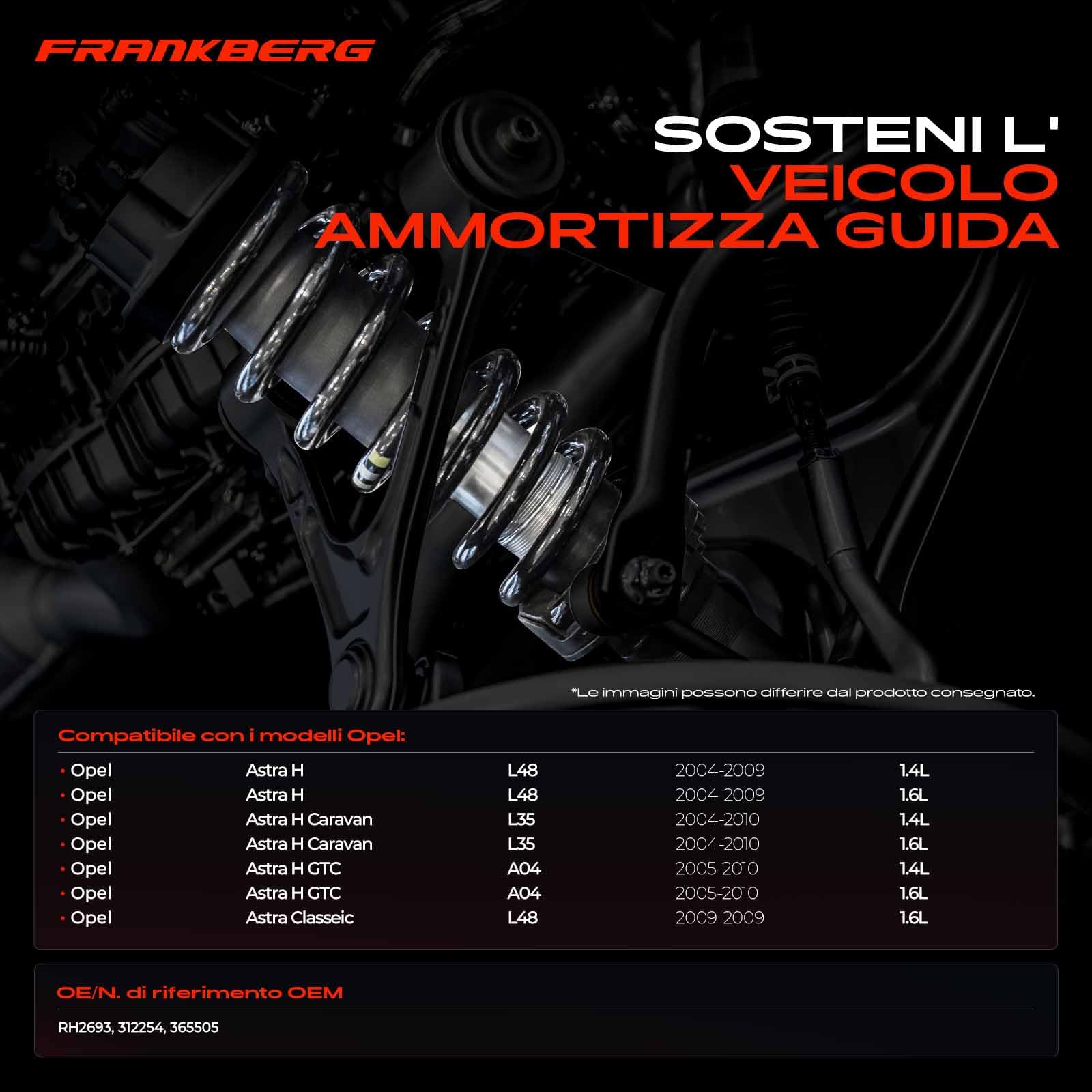 Frankberg 2x Molle autotelaio Molle sospensioni Compatibile con Astra H A04 Astra H CaR.A.Van A04 Astra Classic A04 Replace# 312254