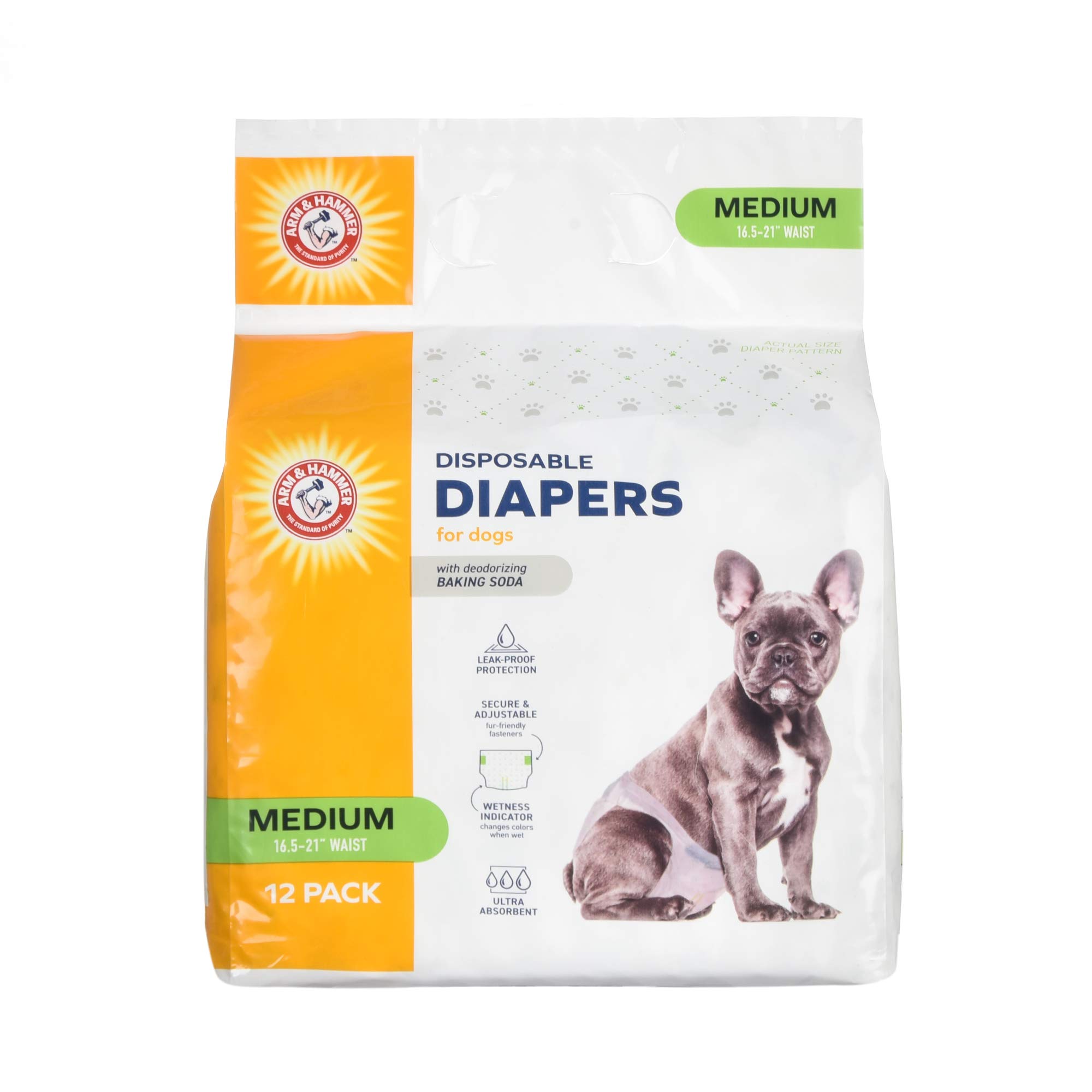 for Pets Disposable Female Dog Diapers - Adjustable, Leak Proof, Ultra Absorbent with Wetness Indicator for Urination, Dogs in Heat, Potty Training, and Incontinence, Medium, 12 Count