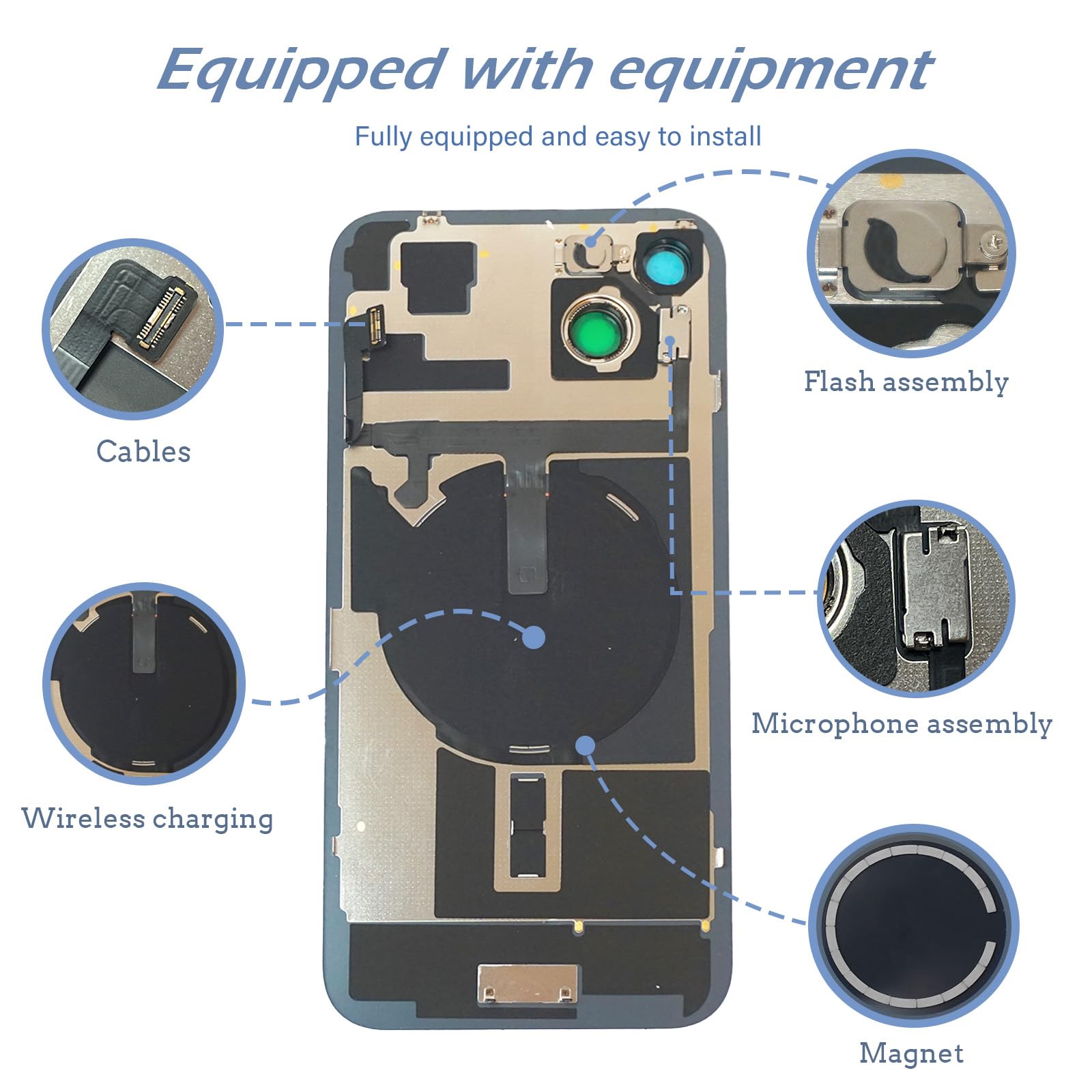 IPhone 15 Plus Back Glass Replacement - Includes Pre-Installed Plate, Wireless Charging Coil, Camera Frame (Green)