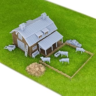 Outland Models Railroad Scenery Country Farm Barn w Accessories Z Scale 1:220