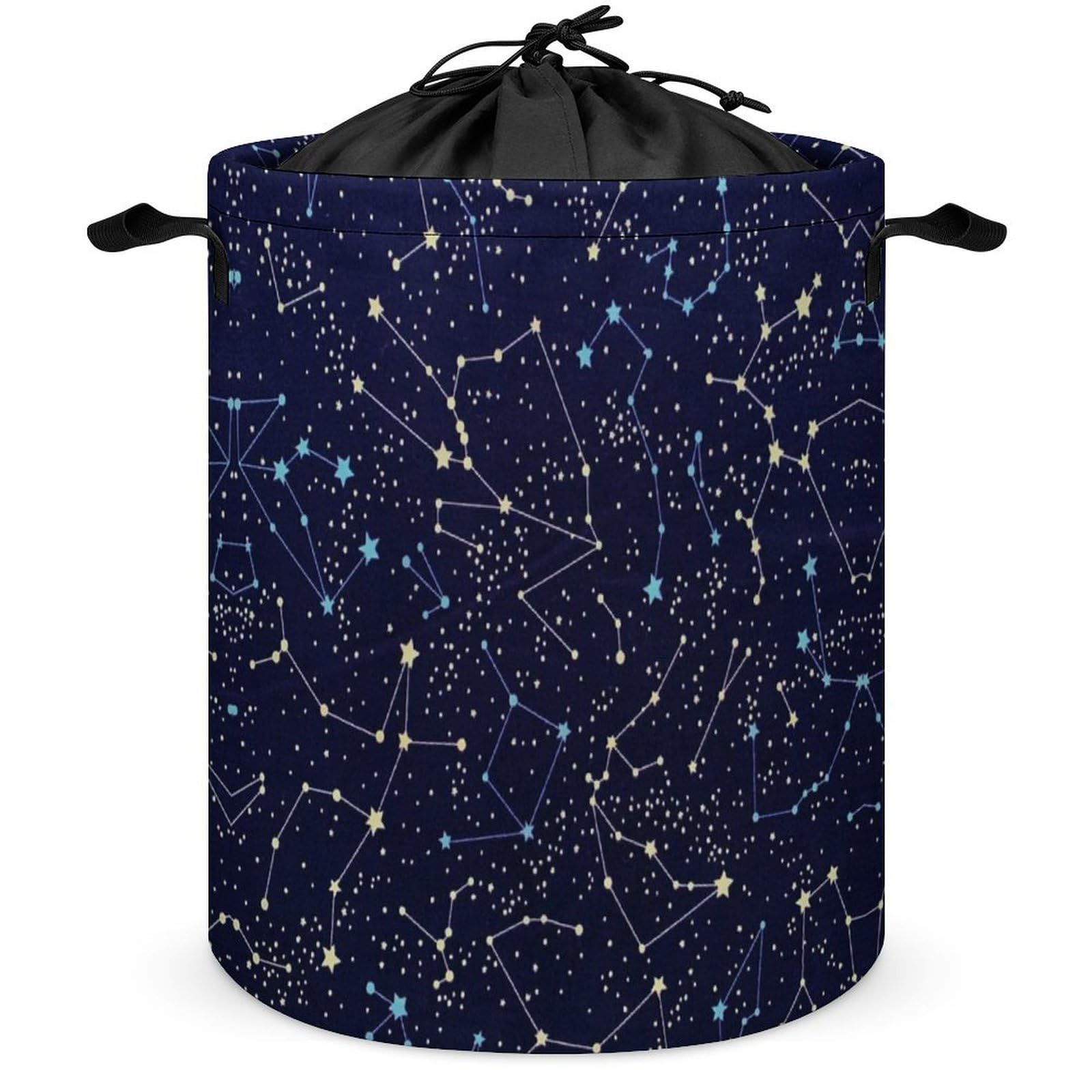 Wlntrophic Drawstring Laundry Hamper, Glow in The Dark Constellations Midnight Laundry Basket, Washing Basket with Handle