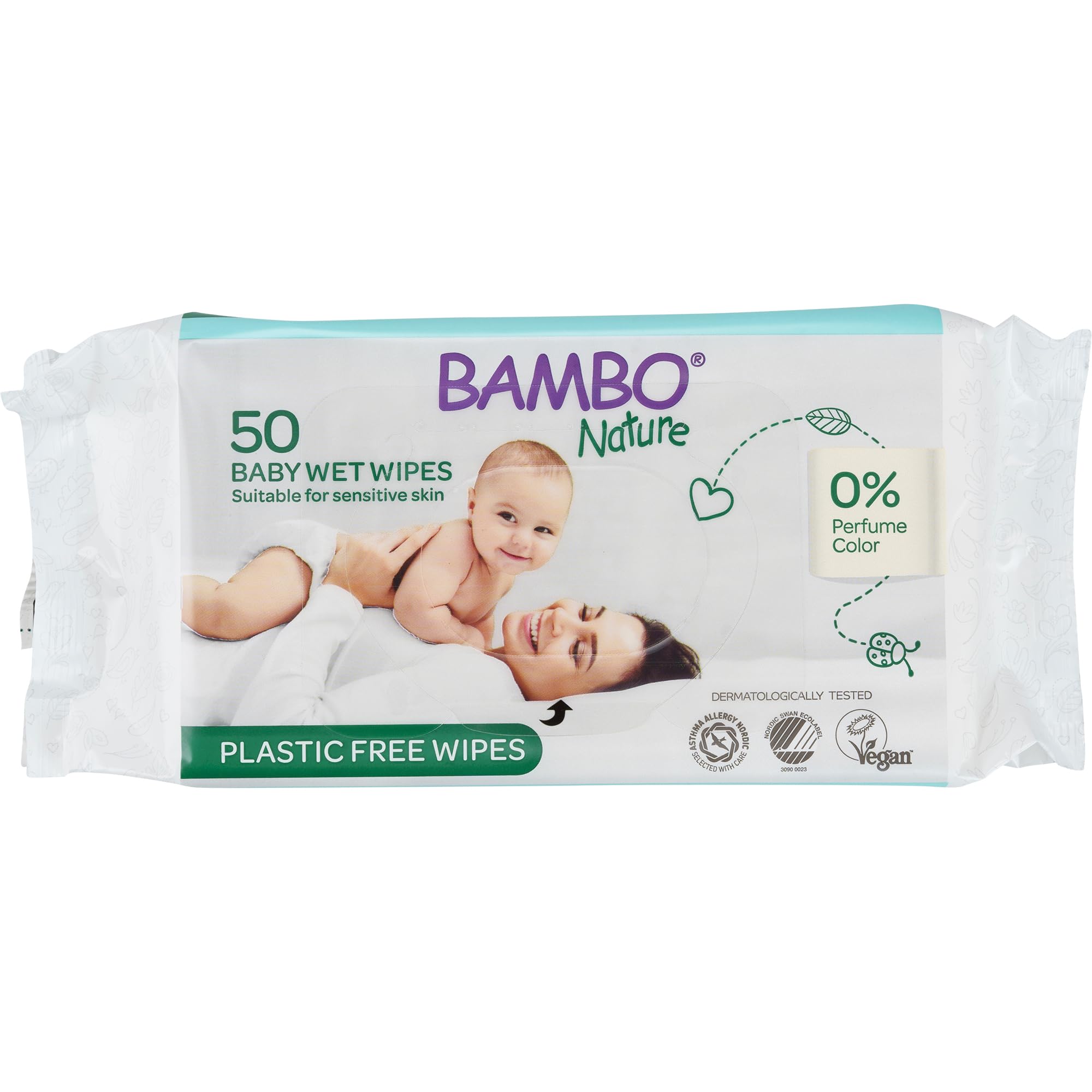Bambo Nature salviette umidificate per bambini prive di plastica – 1 x 50 salviette | Salviette umidificate ad azione idratante | Senza profumo e ipoallergeniche | Adatte alle pelli sensibili