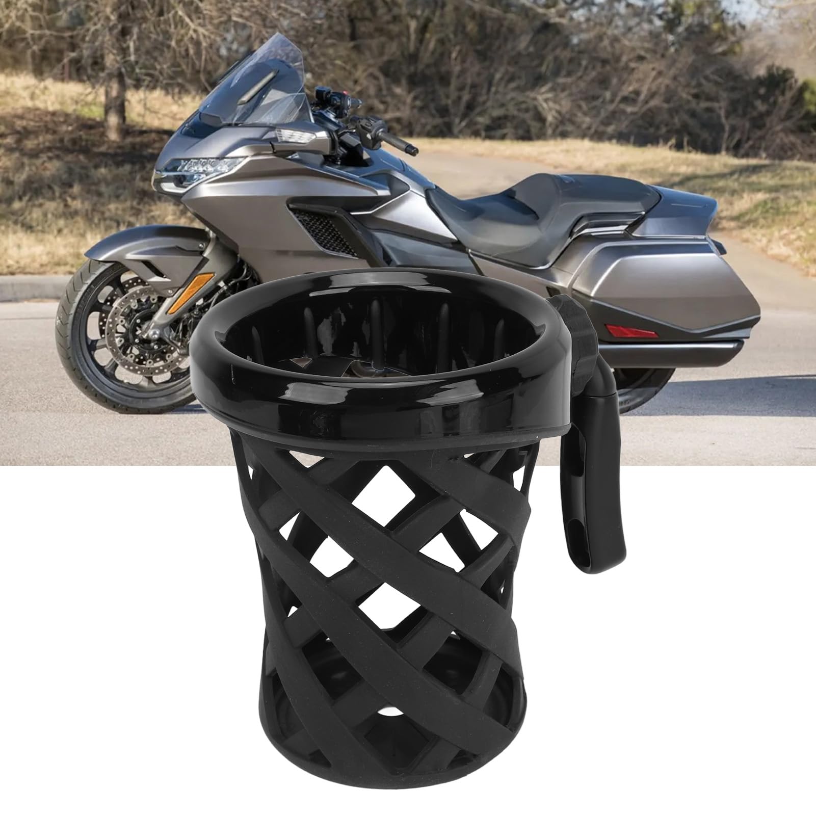 Soporte de Taza de Agua de Motocicleta, Soporte de Tazas de Bebidas de Peso Ligero Confiable para ala Dorada GL1800 F6B (Black)