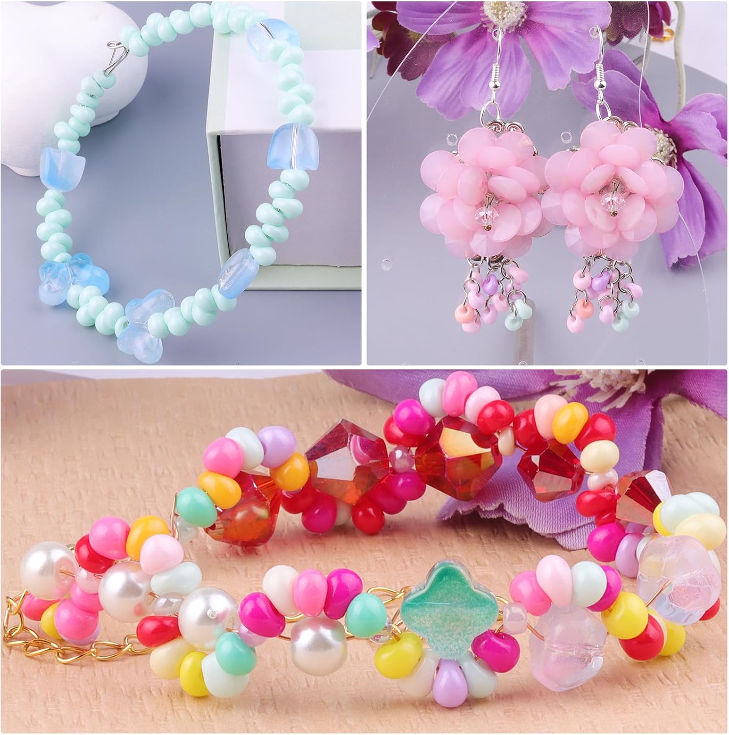 4000pcs Glass Seed Beads Bulk, 3x6mm Teardrop Shape Mint green Seed Beads Small Pony Beads for DIY Craft Projects Bracelets Necklace Jewelry Making - Image 4