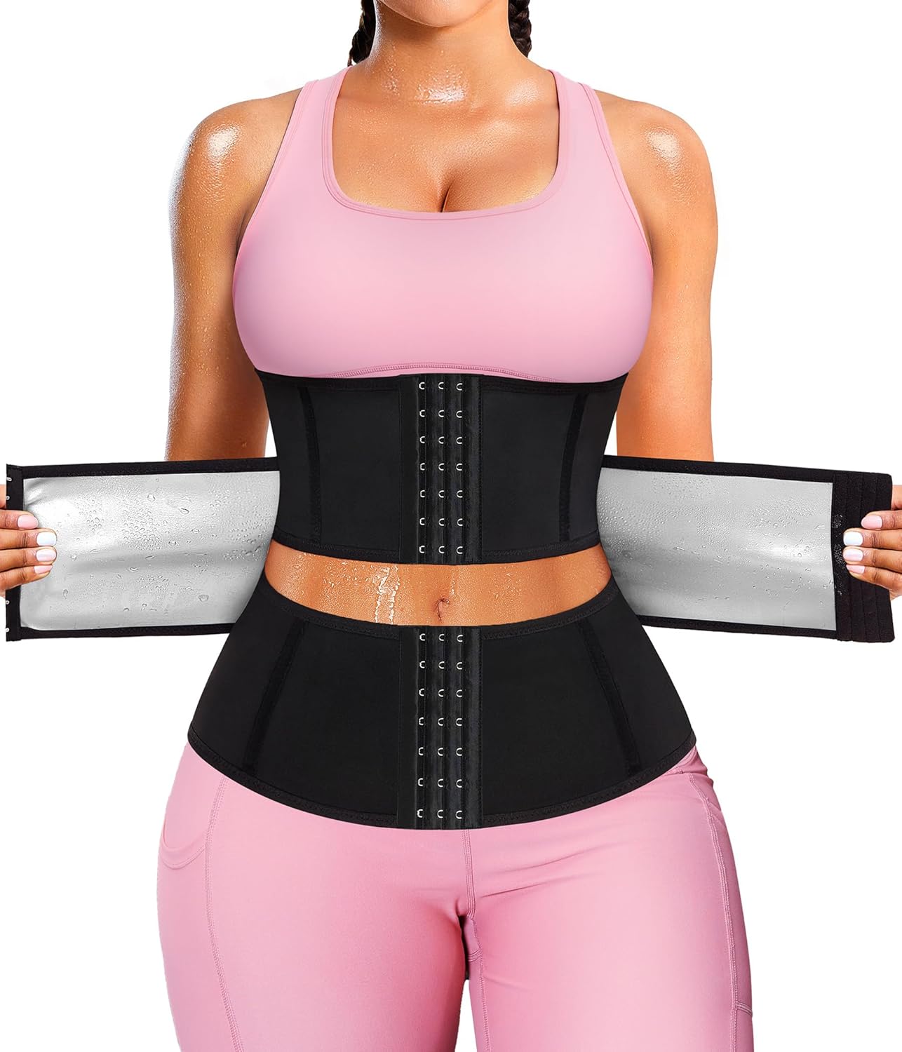 LEINIDINA Waist Trainer for Women Corset Shapewear Segmented Sweat Waist Trimmer for Women Workout Belt