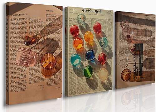 Bliruns Vintage Newspaper Posters Black and White Typography Print 70s Art Wall Decor Trendy Funky Wall Art Psychedelic Pictures Retro Trippy