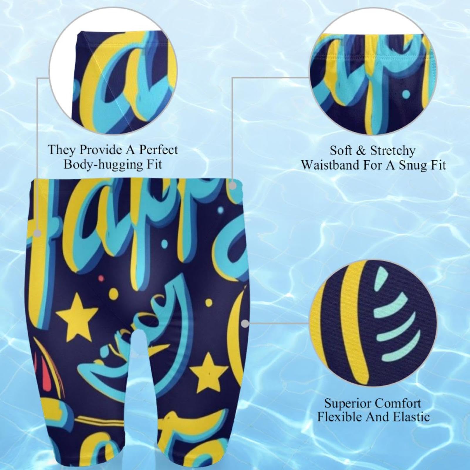 Happy Easter Swimsuit for Men & Boys,Competition Lap Swim Suit, Square Leg Endurance Training Multicoloured