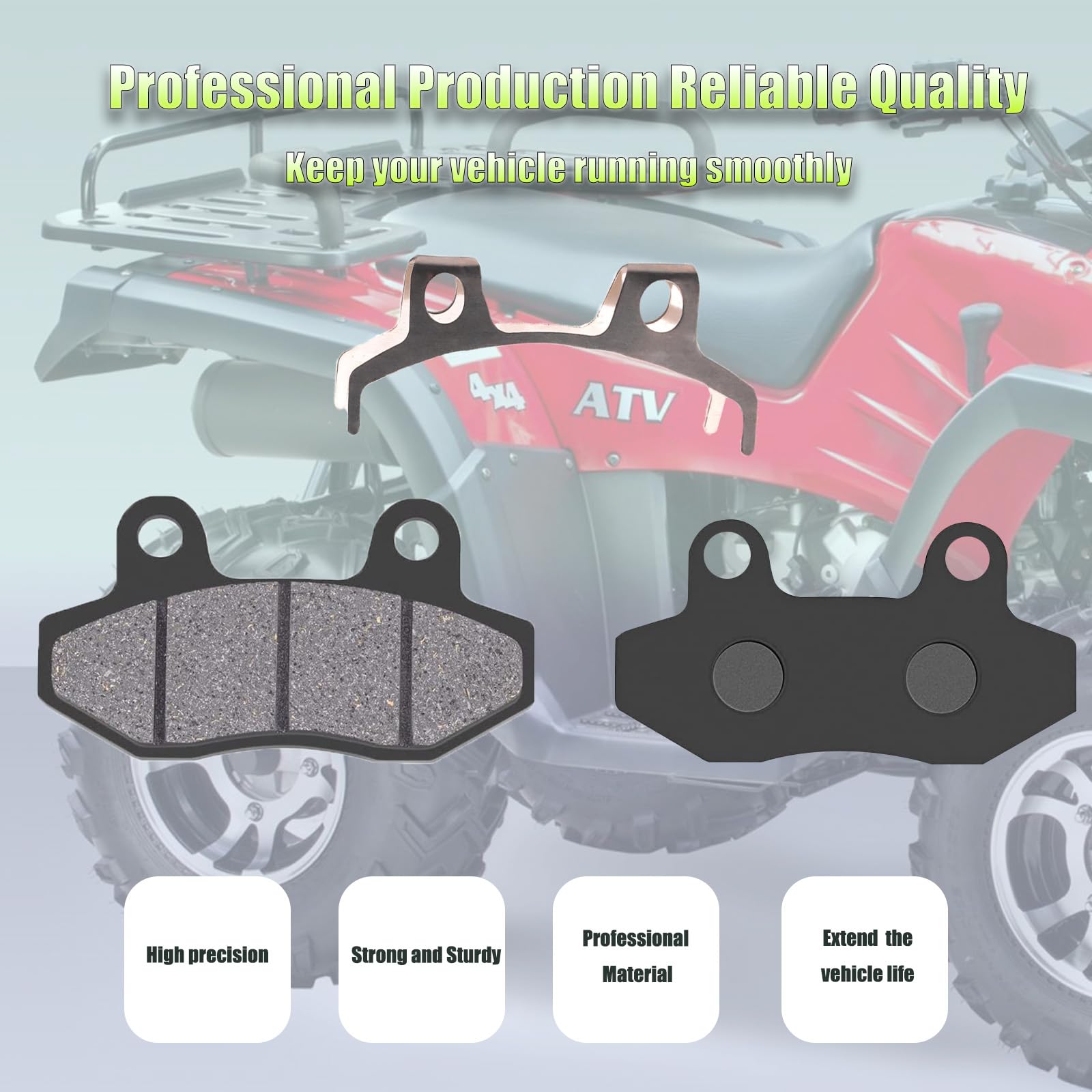 Road Passion Plaquettes De Frein ATV - Compatible 50cc à 250cc | Avant Et Arrière | 2 Paires | Kit Freinage