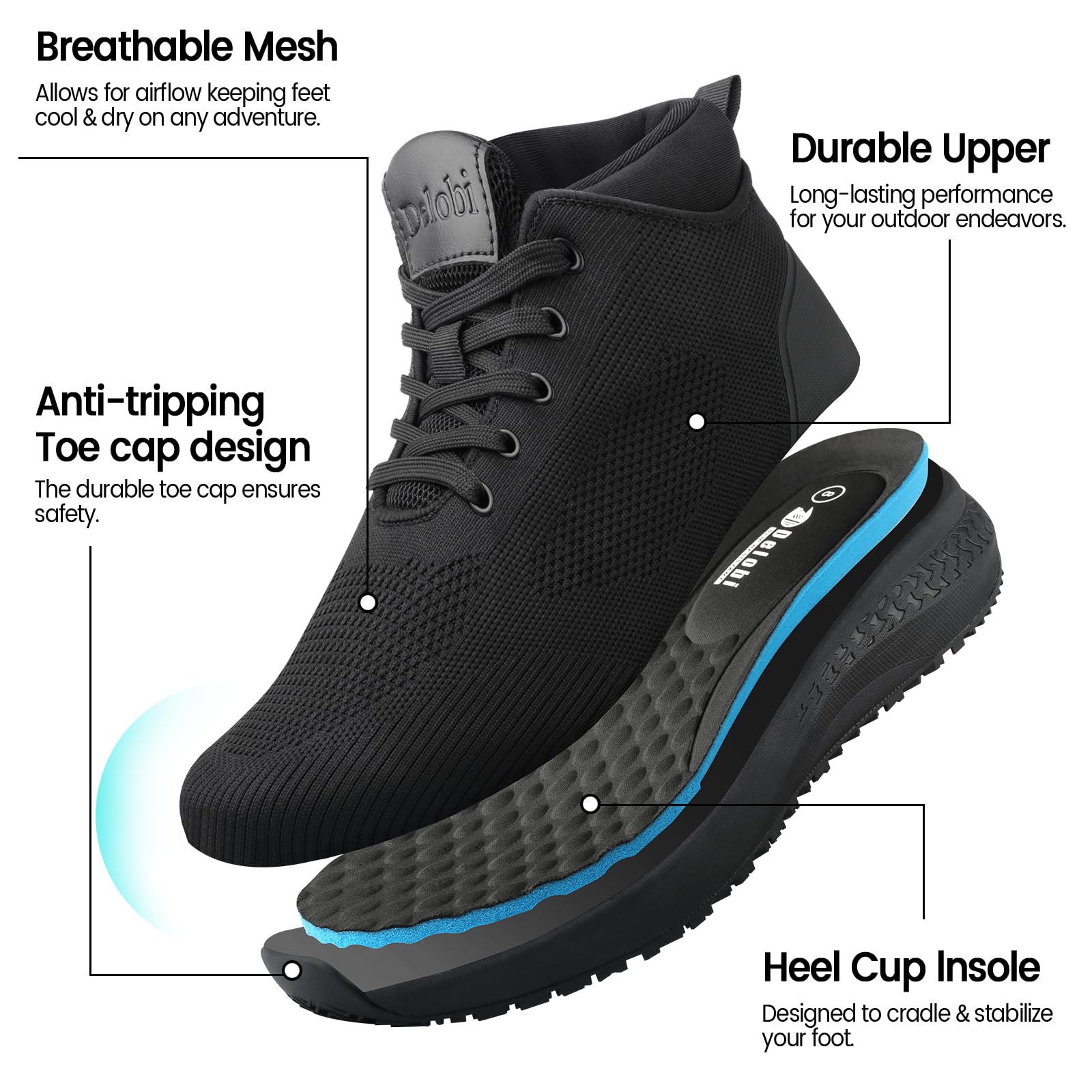 AEHAO Non Slip Mens Boots Slip Resistant Work Boots for Men Waterproof Tactical Walking Hiking Shoes Breathable Mesh Botas Militares Zapato Antideslizantes para Hombres Trabajo,Black 13