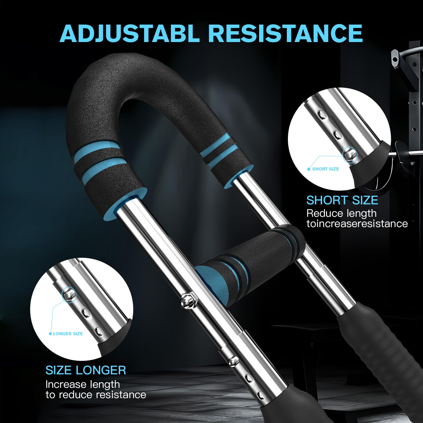 Twister Armtrainer, U-VKK 5-stufig Verstellbarer Brusttrainer (30-50 kg),tragbar mit abnehmbarem Design，fitnessgeräte für zuhause Für das Armmuskeltraining, Blau und Schwarz