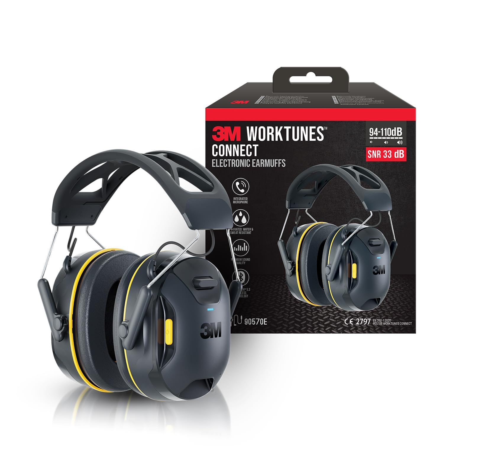 3M Worktunes Connect Bluetooth Hearing Protection SNR 33dB Earmuffs - BRAND NEW
