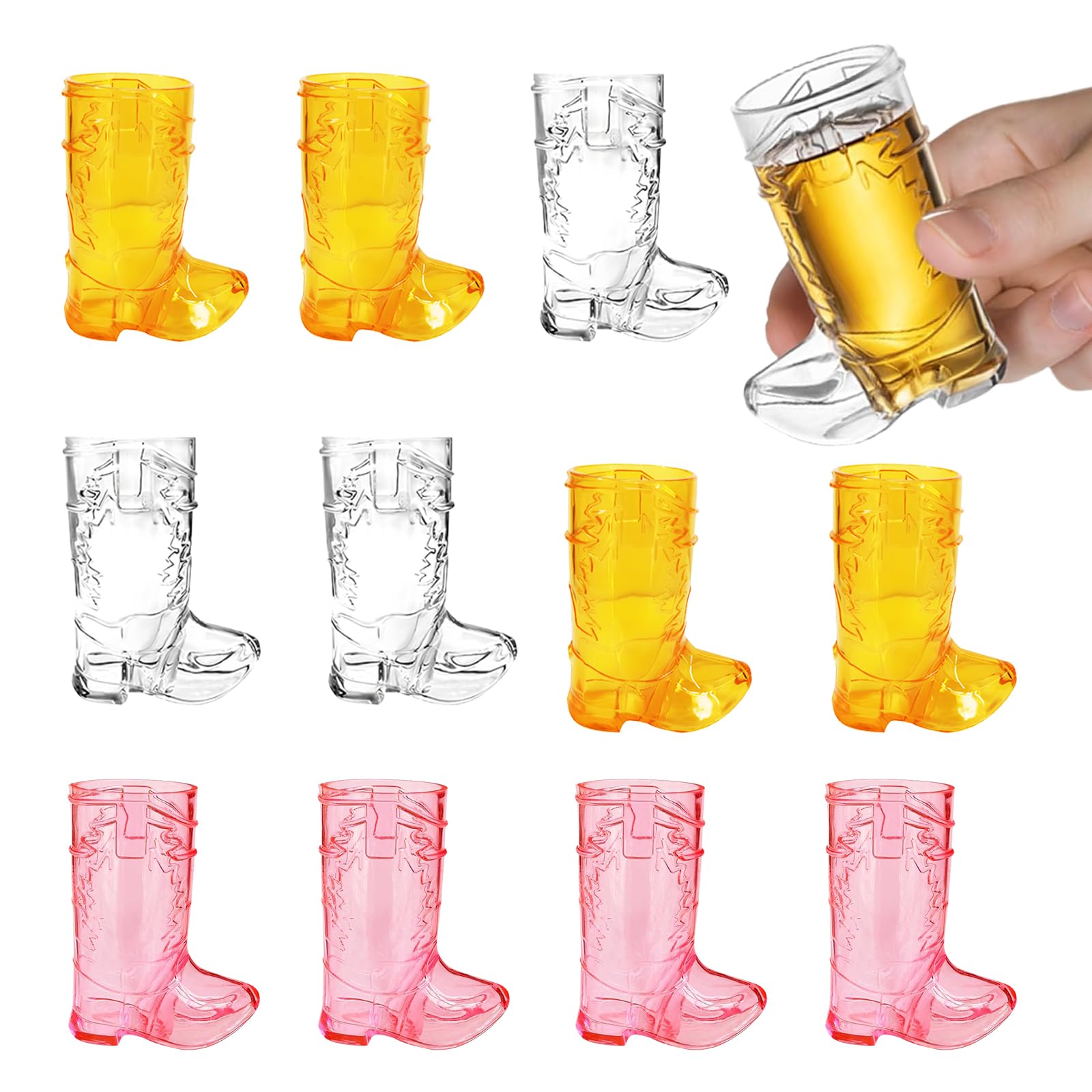12 Pcs Mini Cowboy Boot Shot Glasses - Western Cowboy Mugs For Cowgirl Theme Party Decorations Birthday And Bachelorette Parties