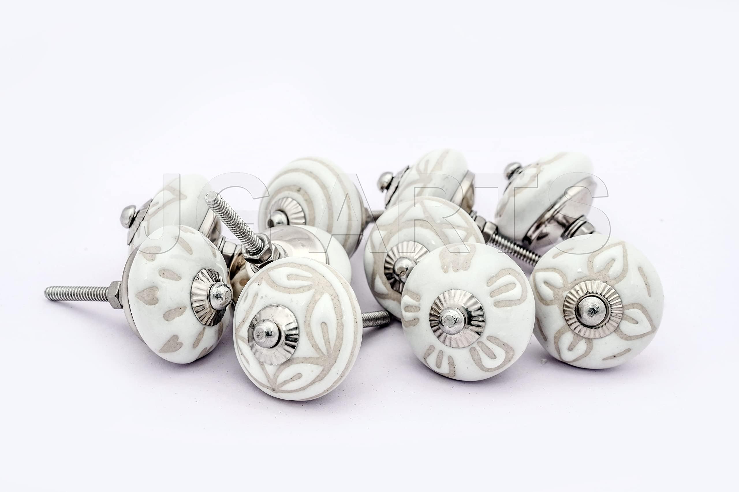 JGARTS 20 Knobs White Hand Painted Ceramic Knobs Cabinet Drawer Pull