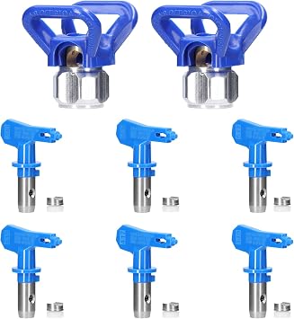 Weytoll 6pcs Sprayer Tips, Reversible Paint Spray Tips Kit, Airless Sprayer Nozzle Accessories with 6 Nozzle Seal and 2 Nozzle Seats 6 Pack Contains 211, 315, 417, 515, 517, 523