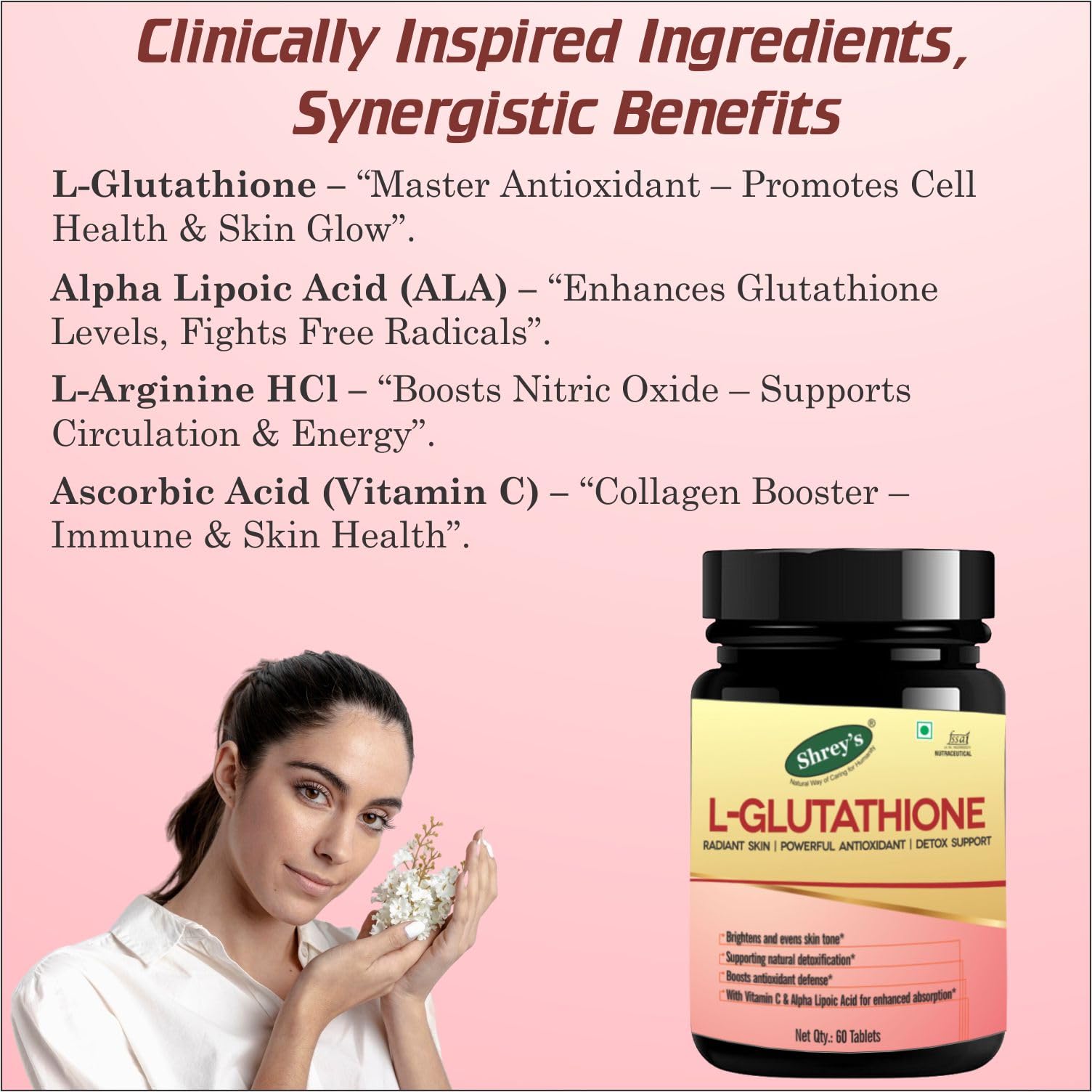 glutathione dht Shrey's L-Glutathione + DHT Blocker with Biotin | Skin Brightening, Detox &  Hair Fall Control | with Zinc, ALA, Nettle & Vitamin C