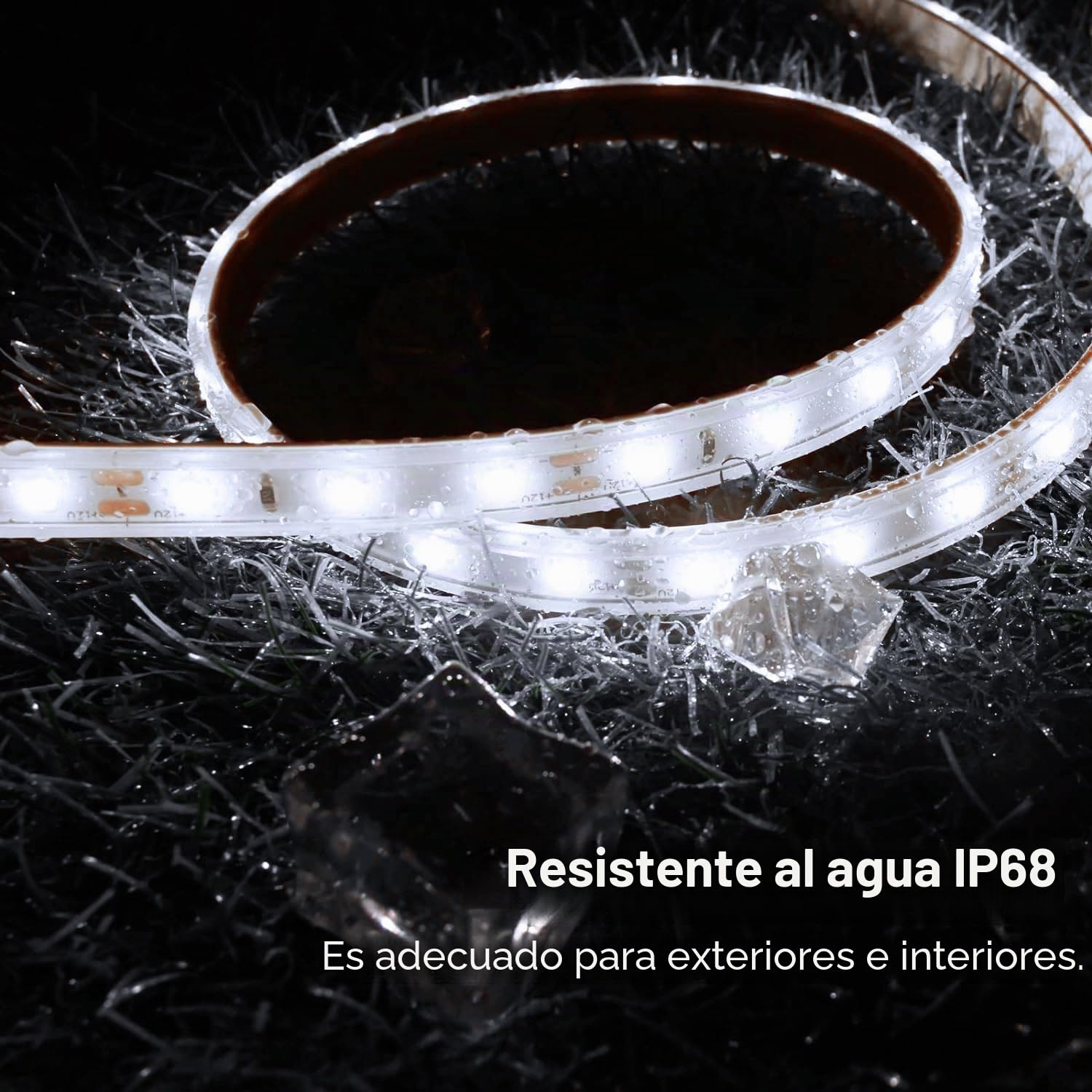 CCILAND Tira de luces LED solares para exteriores, tira luminosa impermeable IP68 con 8 modos, mando a distancia, flexible, tira de manga para jardín, terraza, patio, cenador, color blanco frío