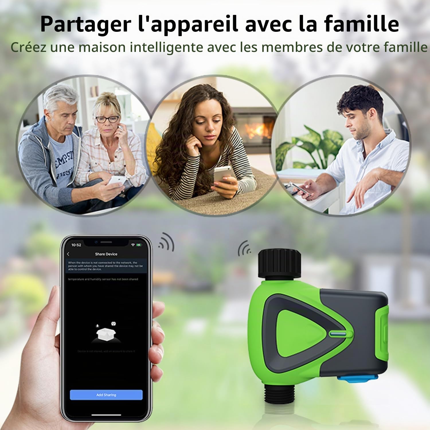 Ordinateur d'arrosage Wi-FI : minuteur d'arrosage Intelligent avec Application Tuya, délai de Pluie, minuterie d'arrosage Automatique pour Jardin et Balcon, Compatible avec Alexa et Google Assistant