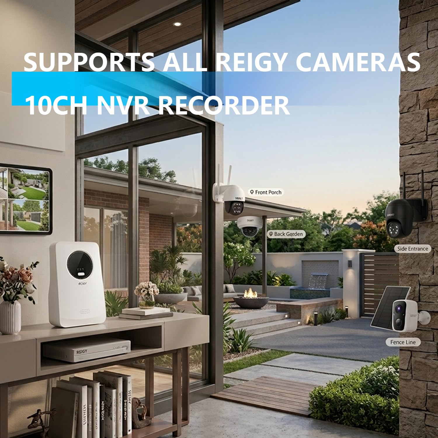 REIGY NVR WiFi 10CH Compatible Uniquement avec Les caméras, Peut connecter jusqu'à 10 caméras