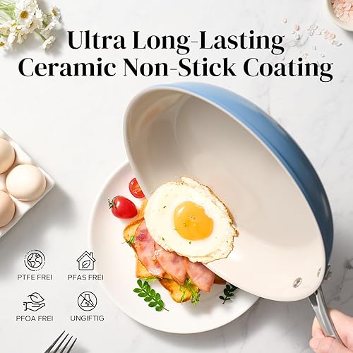 Miniatura 4 de Redchef Sartén antiadherente, sartenes antiadherentes de cerámica, sartén de cocina de 9.5 pulgadas con mango Stay Cool, apto para lavavajillas y