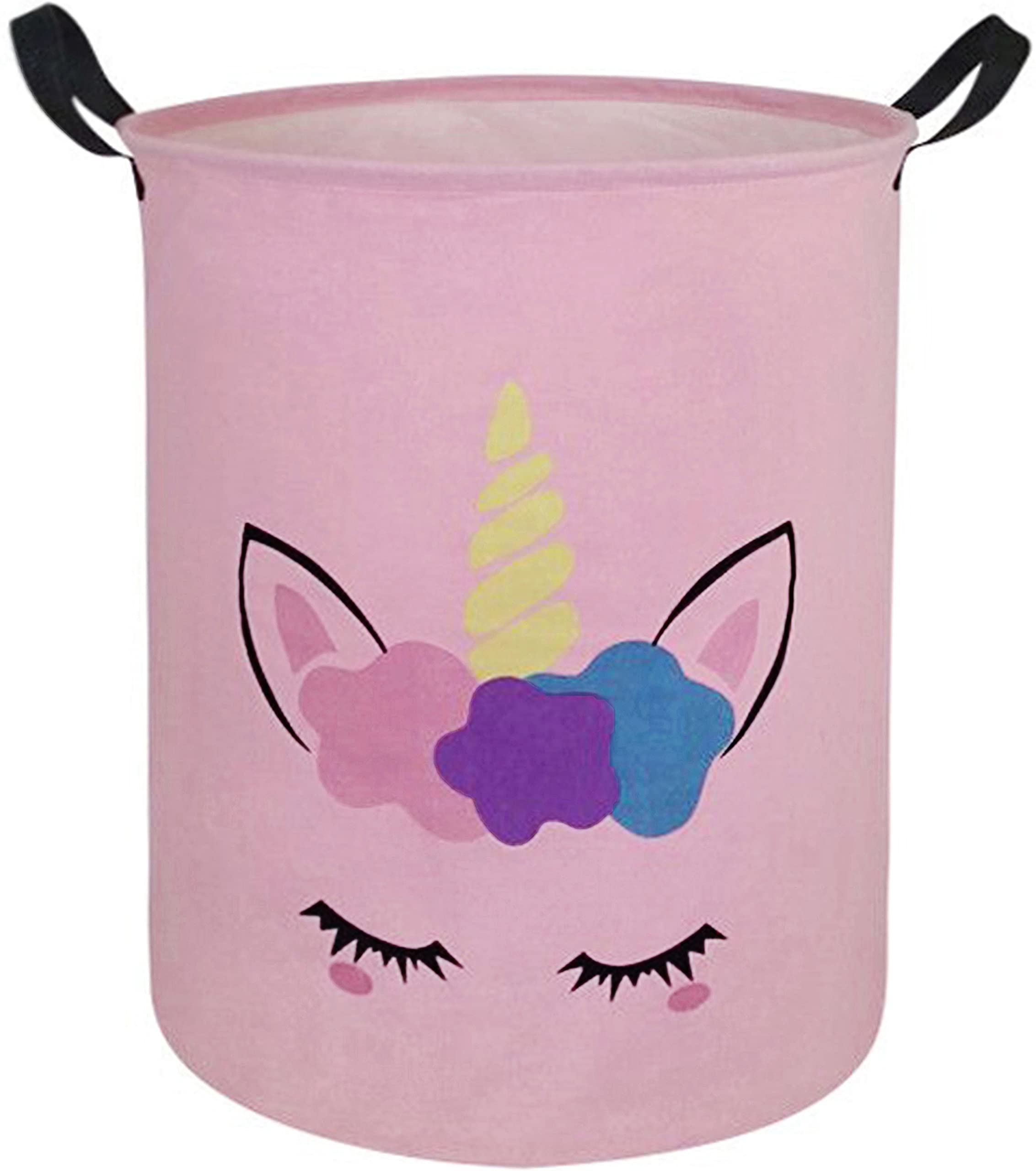 Kids Laundry Hamper Storage Basket Laundry Organizer Hamper Storage Bins Clothes Box Nursery Hamper Gift Basket with Handles (Unicorn)