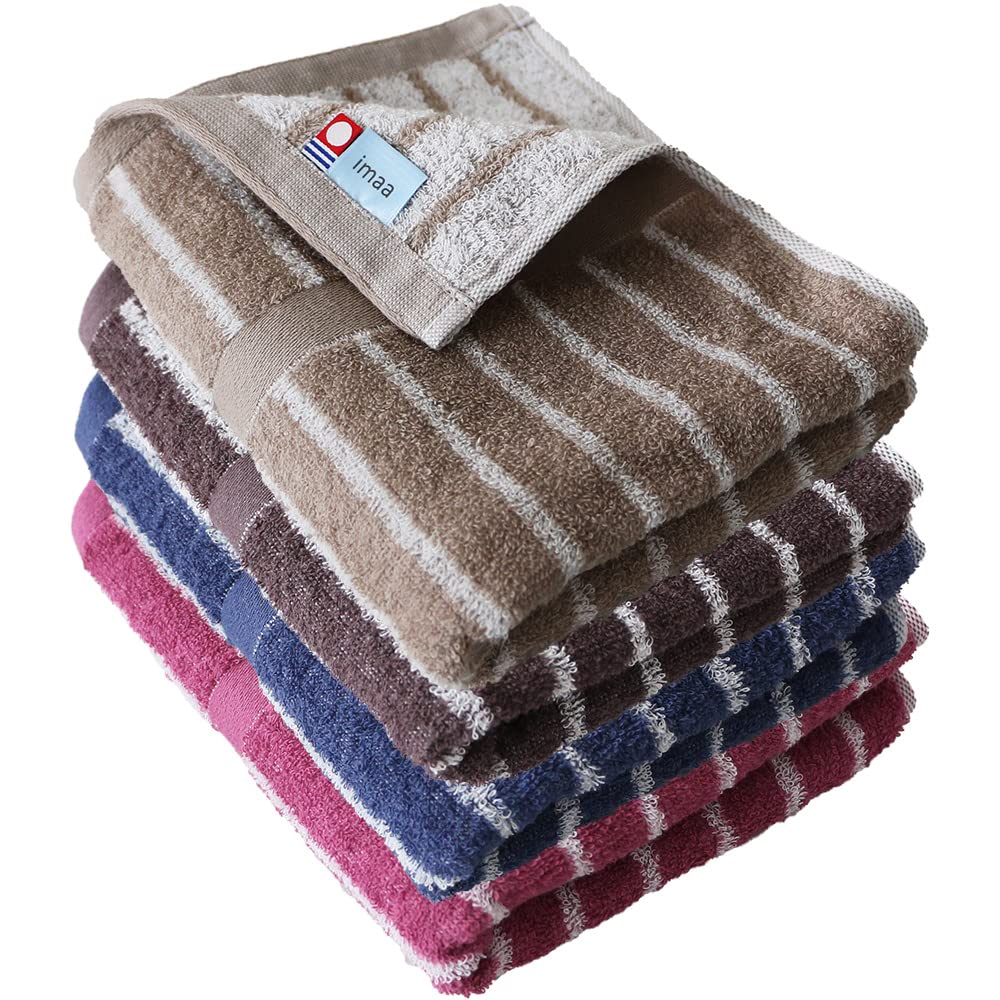 imaa Imabari Certified Face Towel Set of 4 Stripe Cotton Fluffy Japan
