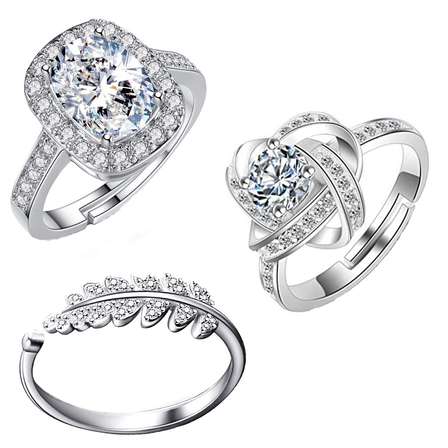 Mahi Non Precious Metal 3 Pcs Combo of Stylish and Designer White Stones Adjustable Finger Rings for Women (CO1105158R) (B08MXQ9KK5) Amazon Price History, Amazon Price Tracker