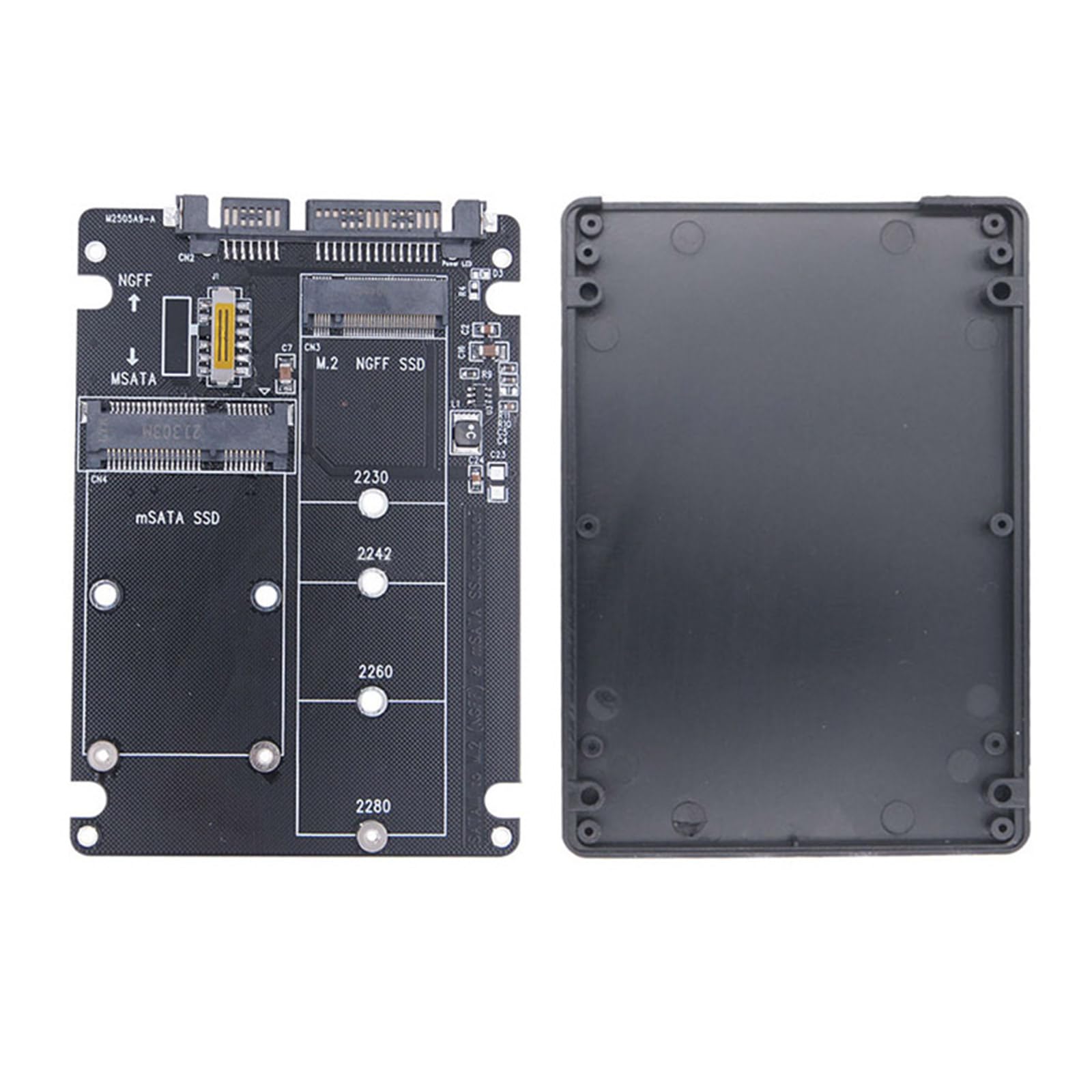 TVETE 二重目的アダプタカード M.2 NGFF、MSATA SSDをSATA 2.5/3.5に変換 殻付き アダプタ機能 スイッチトグル設計 使いやすさ 2 in 1 ssd 変換 アダプター 電圧最大3.3V 電流最大3A チップなく