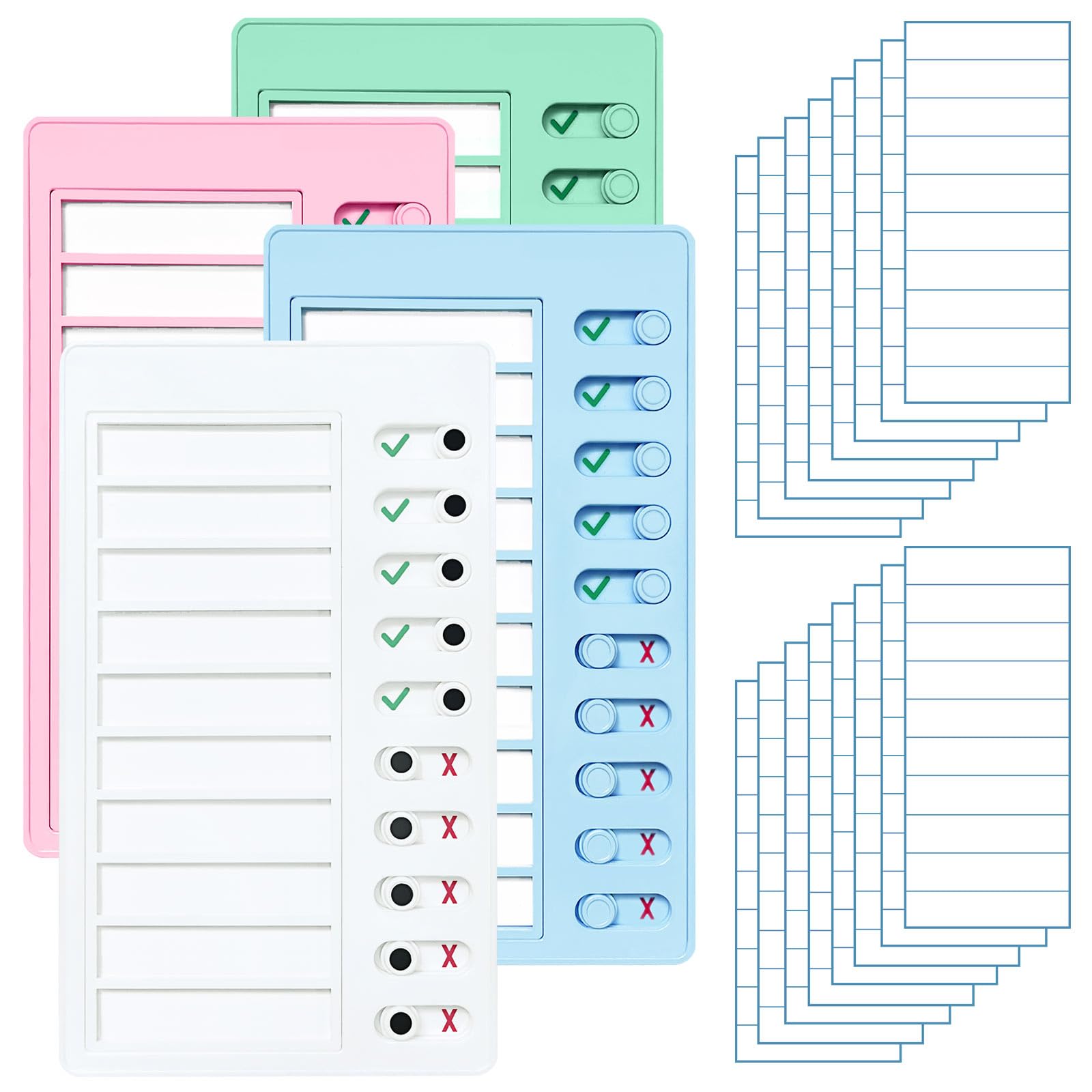 4 pcs Chore Chart for Kids Multiple Kids,Removable to Do List Plastic Chore Board with Replacement Cardboard,Sliding Routine Chart,ADHD Tools and Visual Schedules (Blank Checklist)