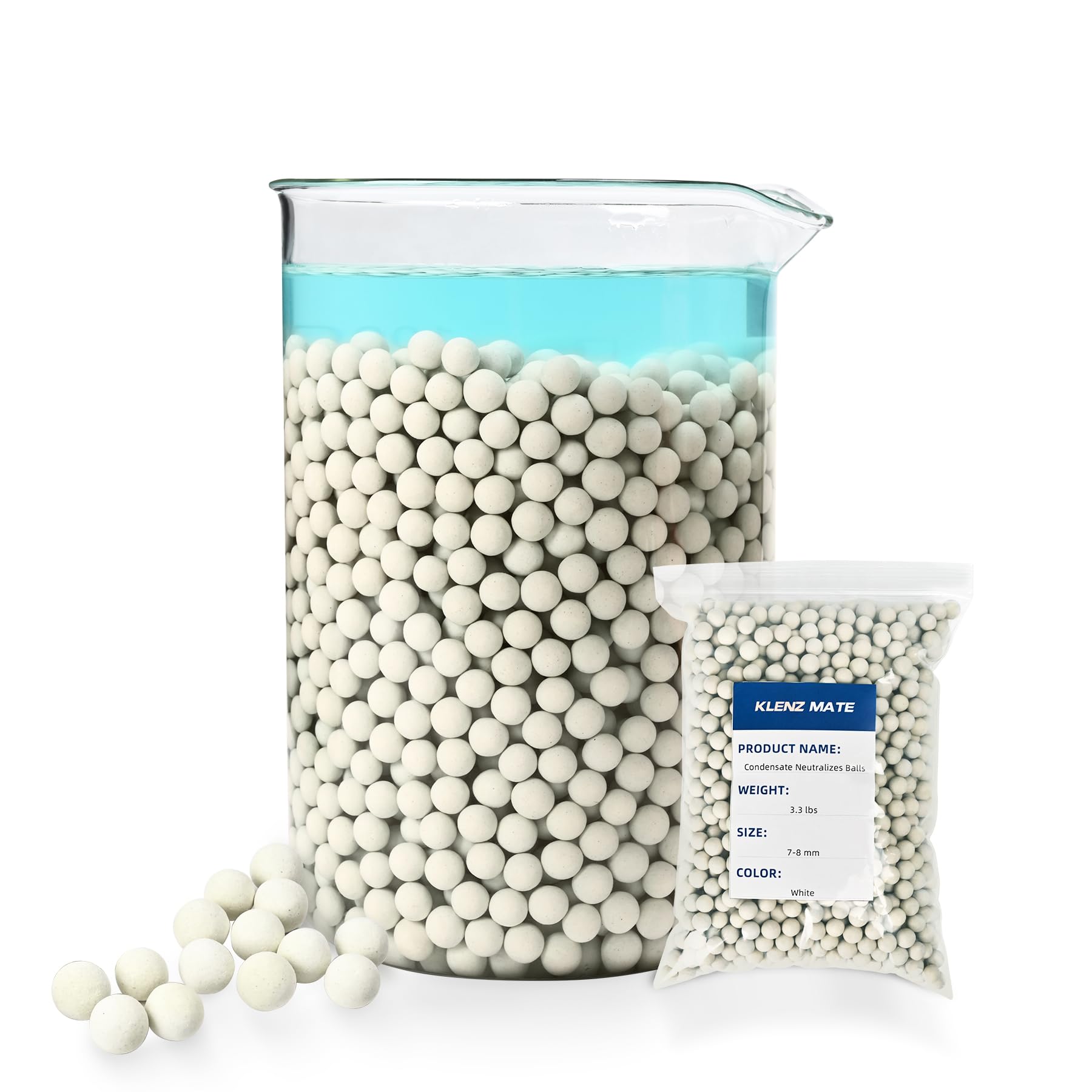 Neutralizador de condensado de repuesto de 7,8 mm, nuevo, 2025, para calentador de agua de condensación, relleno de neutralizador, decapado de residuos, líquido neutralizador, agua ácida, aumenta la alcalinidad, kit neutralizador de condensado, 3,3 lb