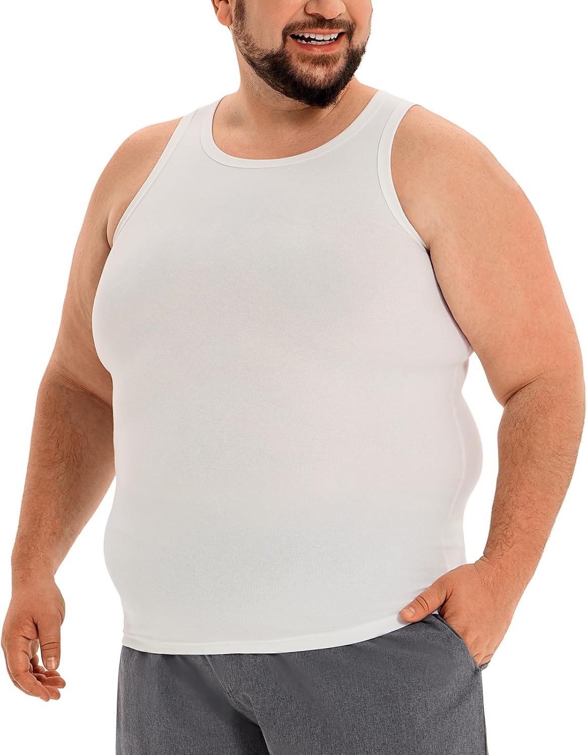 HOdo Big and Tall Mens Compression Undershirts Cotton A-Shirts Sleeveless Shapewear for Men 2XL-6XL - Image 7