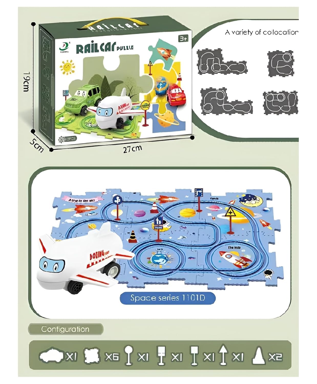 Rail Car Puzzle Race Track Play Set β 6-Piece DIY Assembly Toy with Multicolour Tracks, Educational STEM Building for Kids Interactive Racing Game Boys & Girls Ages 3-6 3