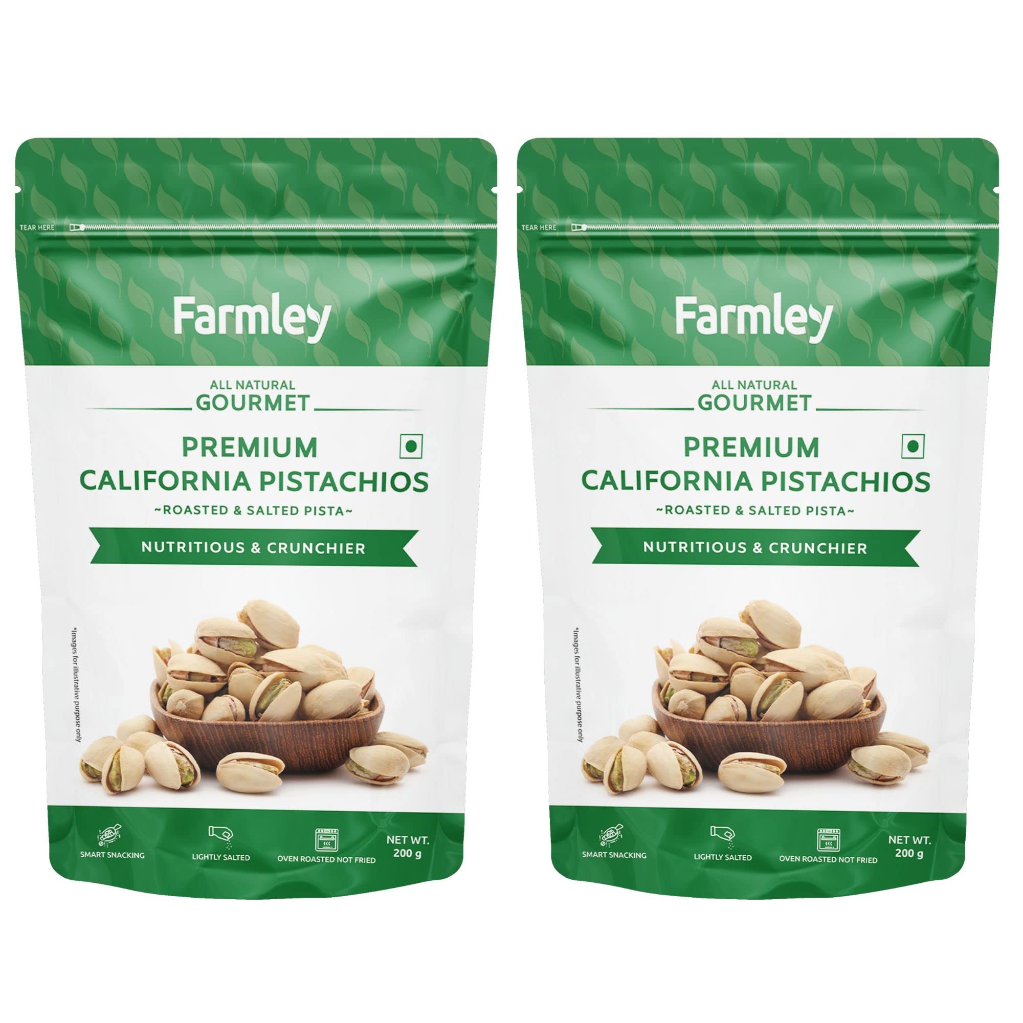 Farmley Premium California Roasted | 2 x 200 g | Salted Pistachios, Pista, Dry Fruits, Pistachios, Nutritious & Crunchier Pista Nuts, Tasty & Healthy Snacks (Pack of 2) (B09XR5BKYM) Amazon Price History, Amazon Price Tracker