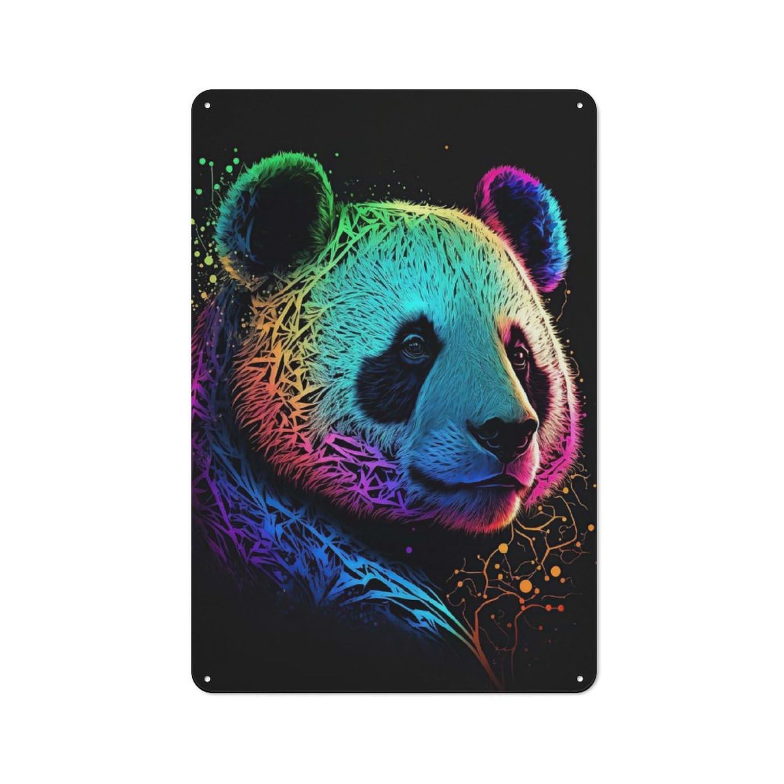 Vintage Tin Sign 30x20cm Featuring Panda Neon for Café Or Home Bar, A Metal Wall Feature for Cafés And Home Bars