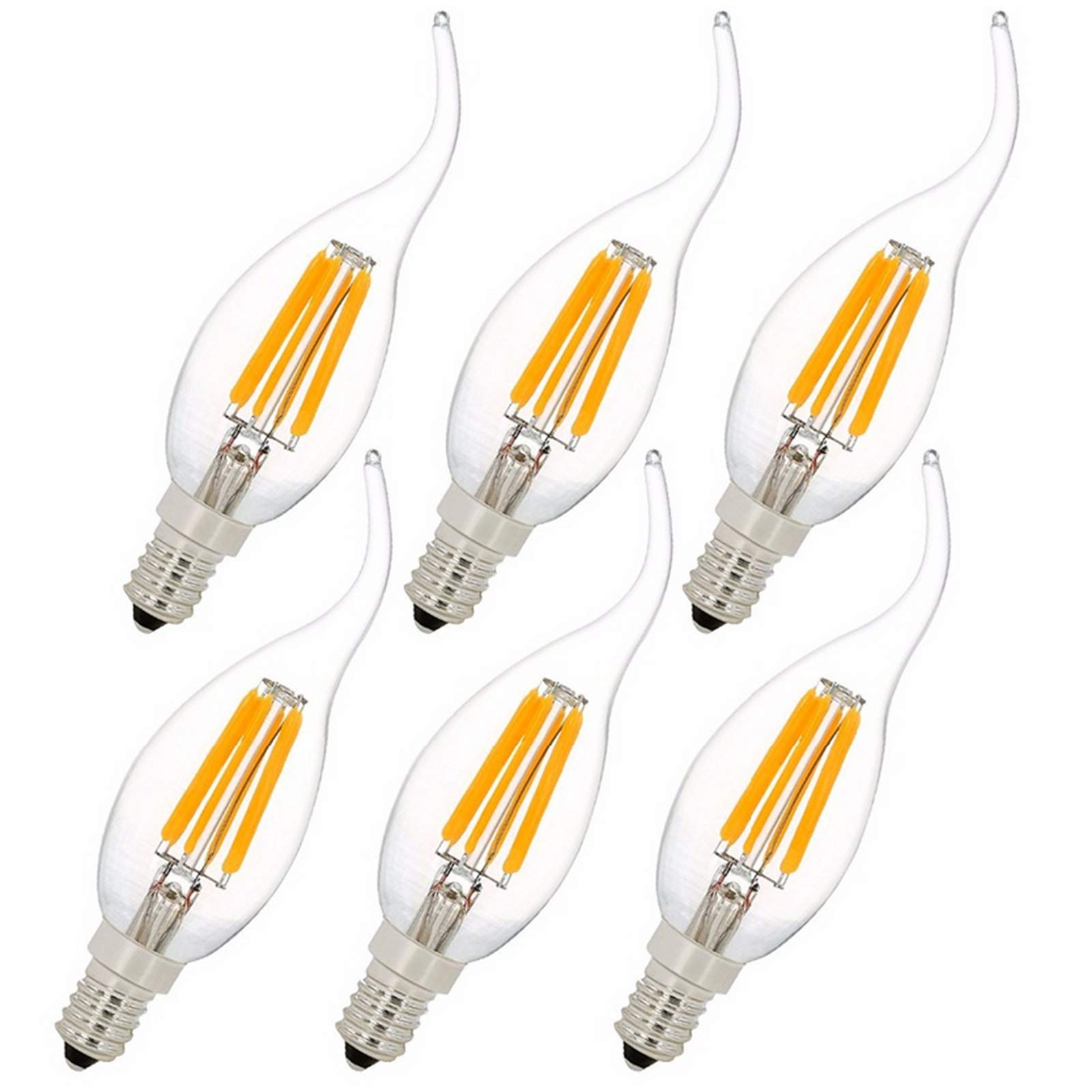 Bombilla filamento LED 110 V, portalámparas regulable, cálido/blanco frío, bombilla decorativa lámpara, sin parpadeo, paquete 6, cálido