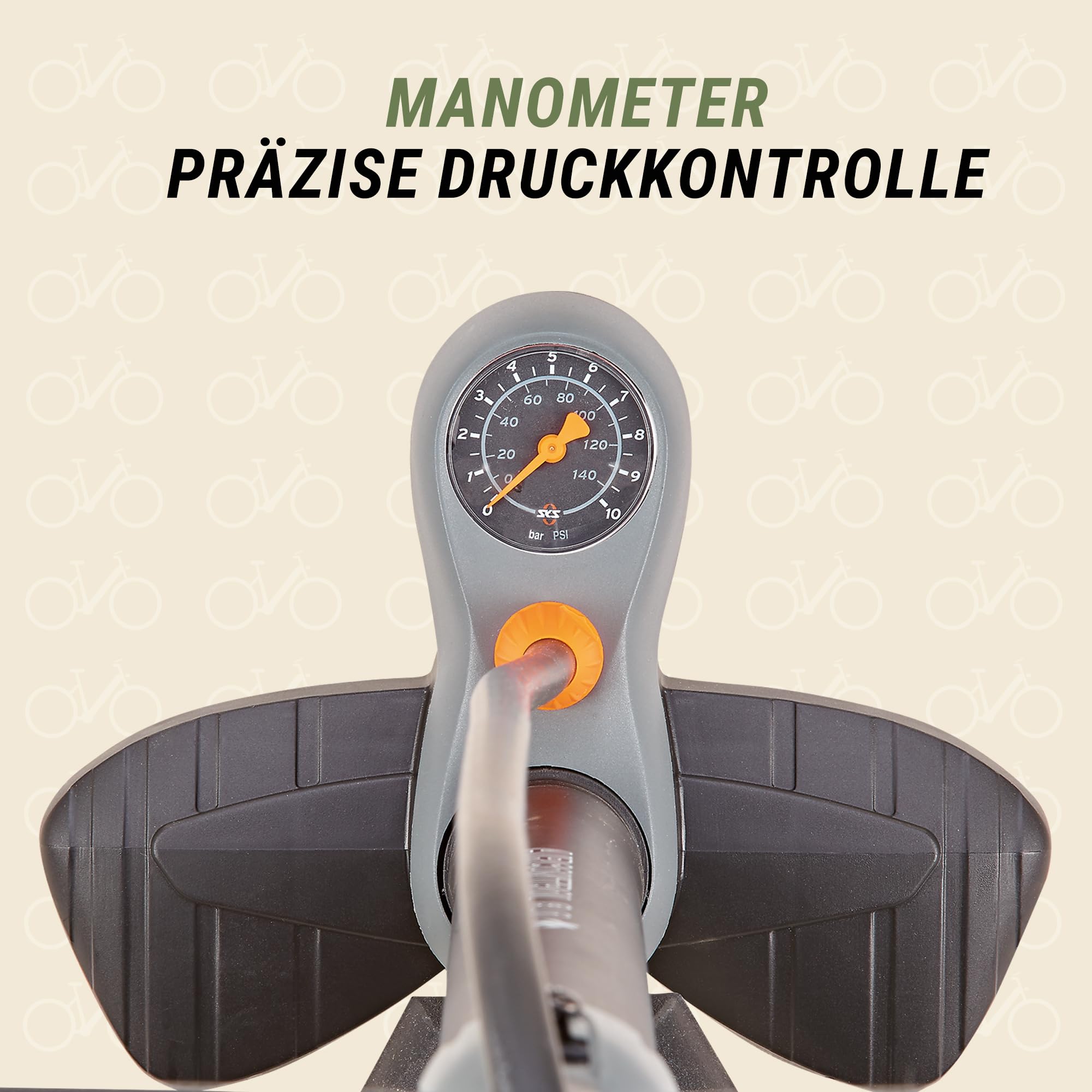 SKS GERMANY Stand-Luftpumpe mit Manometer und Duokopf für alle Ventilarten Aircontrol 8.0, schwarz- grau, 560, Einheitsgröße