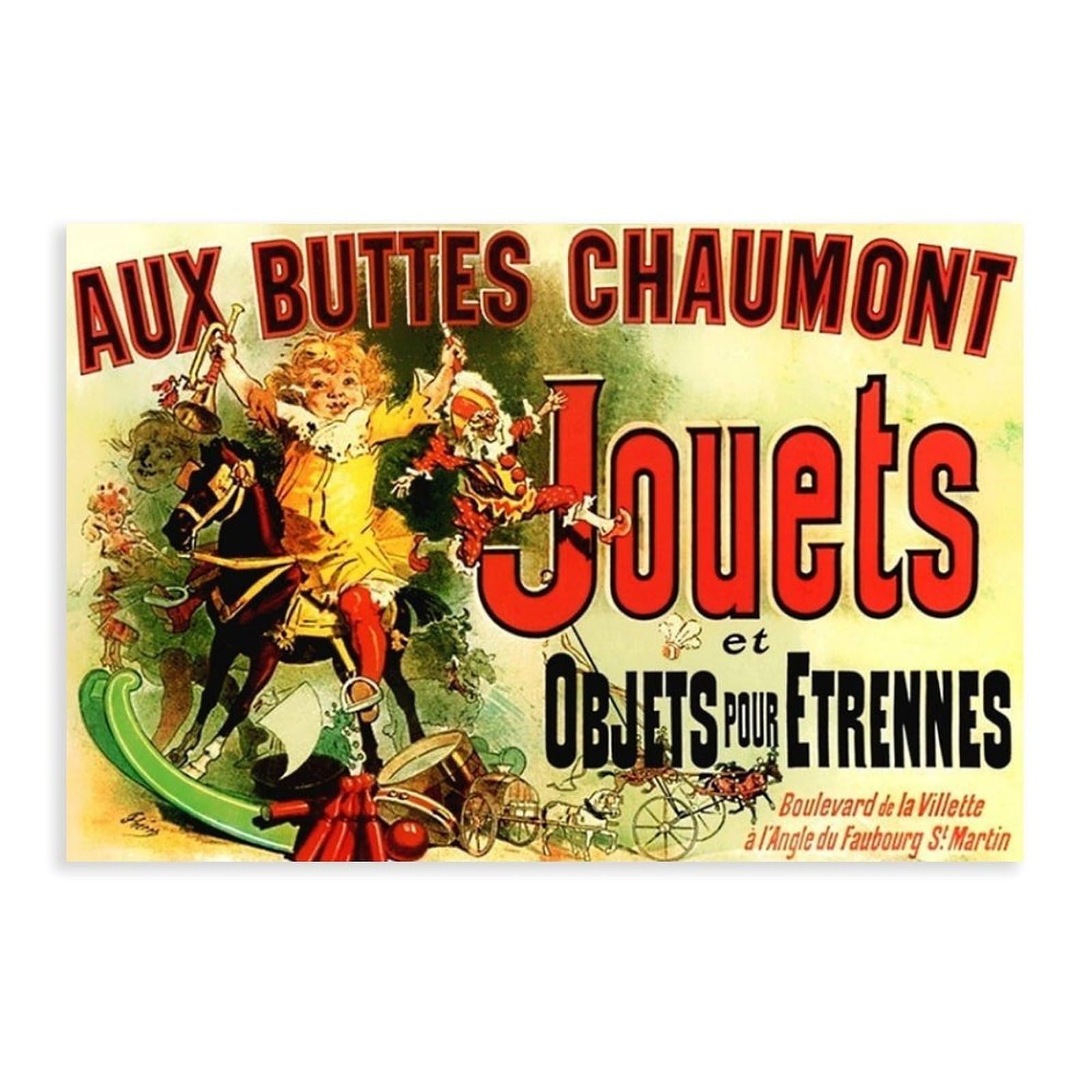 Piank Unframe Aux Buttes Chaumont Jouets Vintage Poster Bedroom Canvas Decor Print Wall Art Office Room Aesthetic Decor Gift 20X30inch(50X75cm)