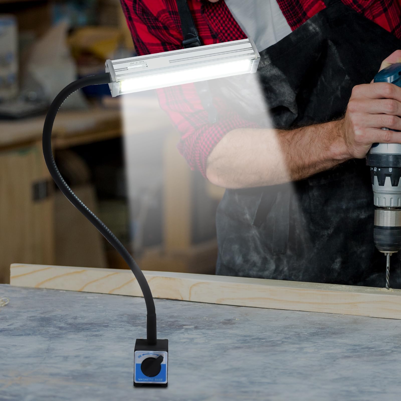 Magnetisches Licht, Led Arbeitsleucht 10W Schwanenhalst Ip67 Wasserdichtes Flexibles Schwanenhalslicht für Industrielle Beleuchtung Werkzeugmaschinenlicht für Werkstatt und Maschinenbau
