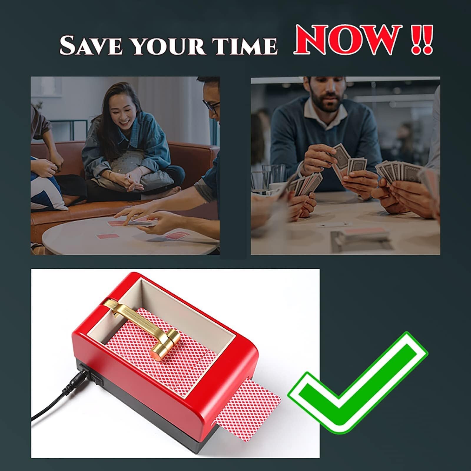 Máquina automática de repartidor de cartas, máquina portátil giratoria de 360° for dividir cartas con mantel de póquer y maleta, barajadora eléctrica de naipes for juegos de 2 a 8 personas, sin funció