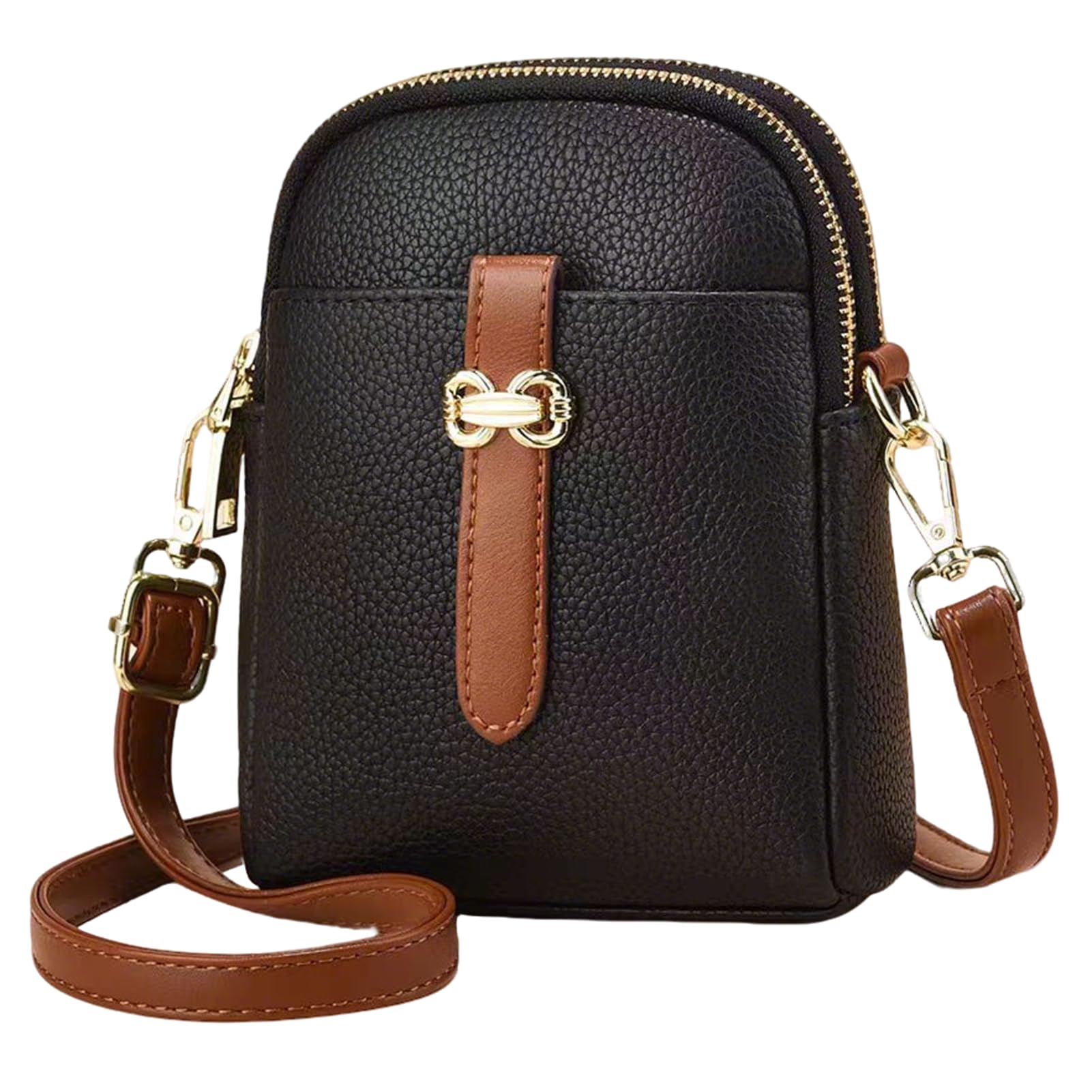 Leather Crossbody Bag for Women Men, Three Layers Large Capacity Messenger Bags Crossover Over the Shoulder Purse for Everyday Use Trip Walking Shopping