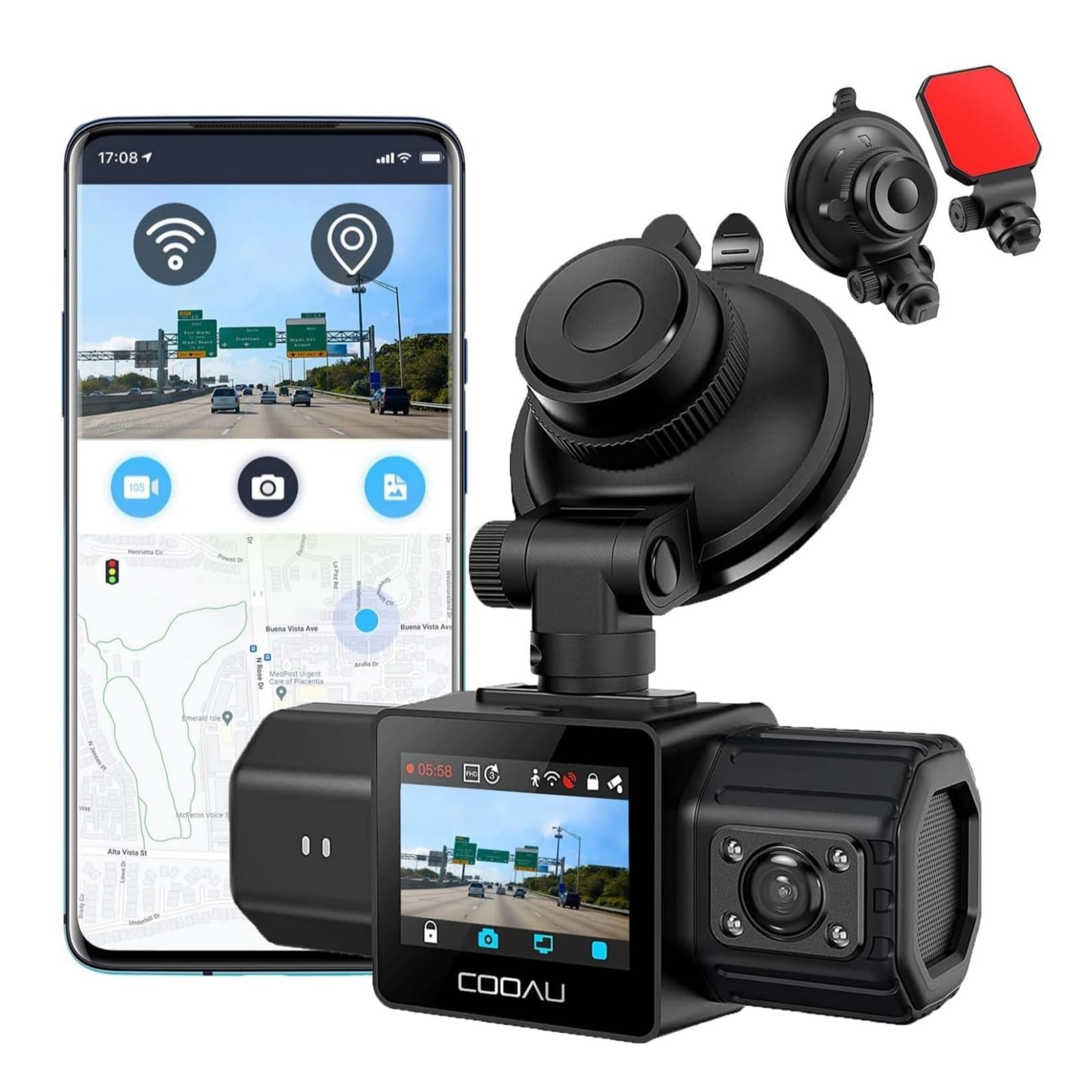 COOAU D20S Dual Dash Cam ドライブレコーダー Amazon.com: COOAU D20 Dash Cam + Mount Bracket - Dual Dash Cam