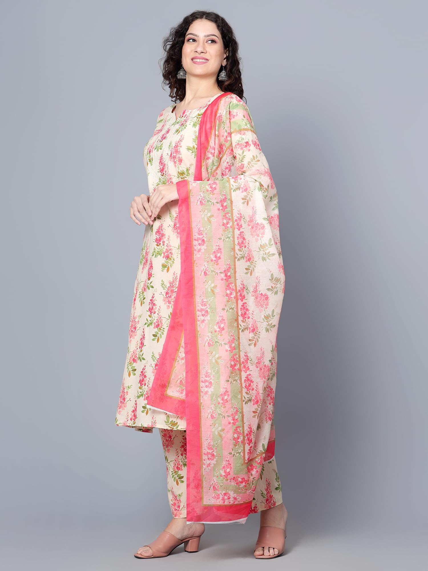 Idalia Womens Ethnic Wear Multicolor Printed Cotton Kurta Set For Women Fashion