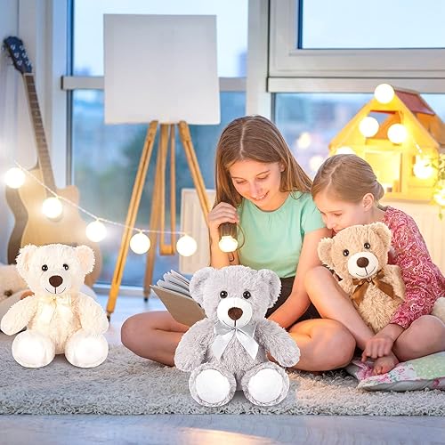 Miniatura 5 de Zhanmai Paquete de 12 osos de peluche de 14 pulgadas lindo oso de peluche suave oso lanudo para baby shower revelación de género marrón claro marrón